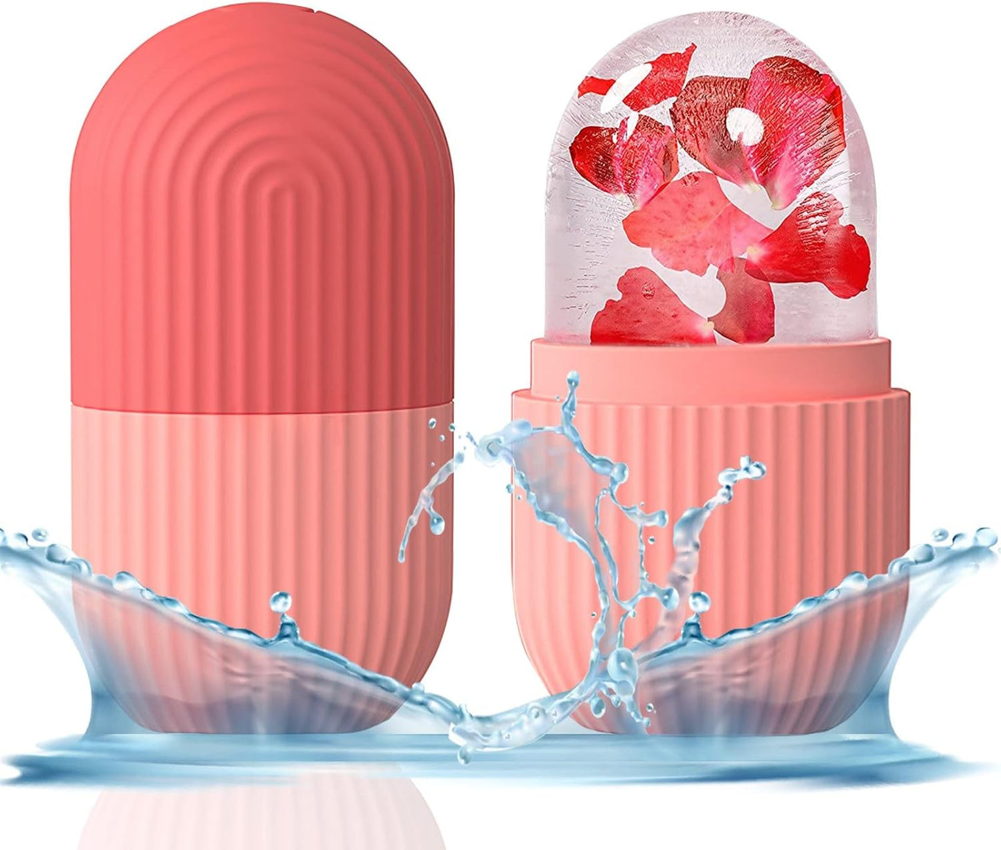 KOGITI Ice Mold for Face & Eye, Beauty Facial Roller, Puffiness Relief Massage Skin Care Tool, Ice Cube Holder (Pink)