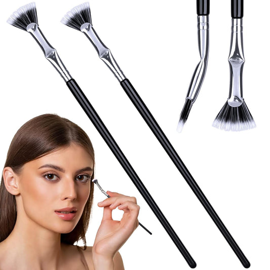 PAGOW 2pcs Folding Angle Scalloped Lash Brush, Mascara Fan Brush, Eyelash Comb Separator Makeup Tool, Multifunctional Fan Shaped Mascara Brush with Soft Bristles for Upper Lower Eye Lash