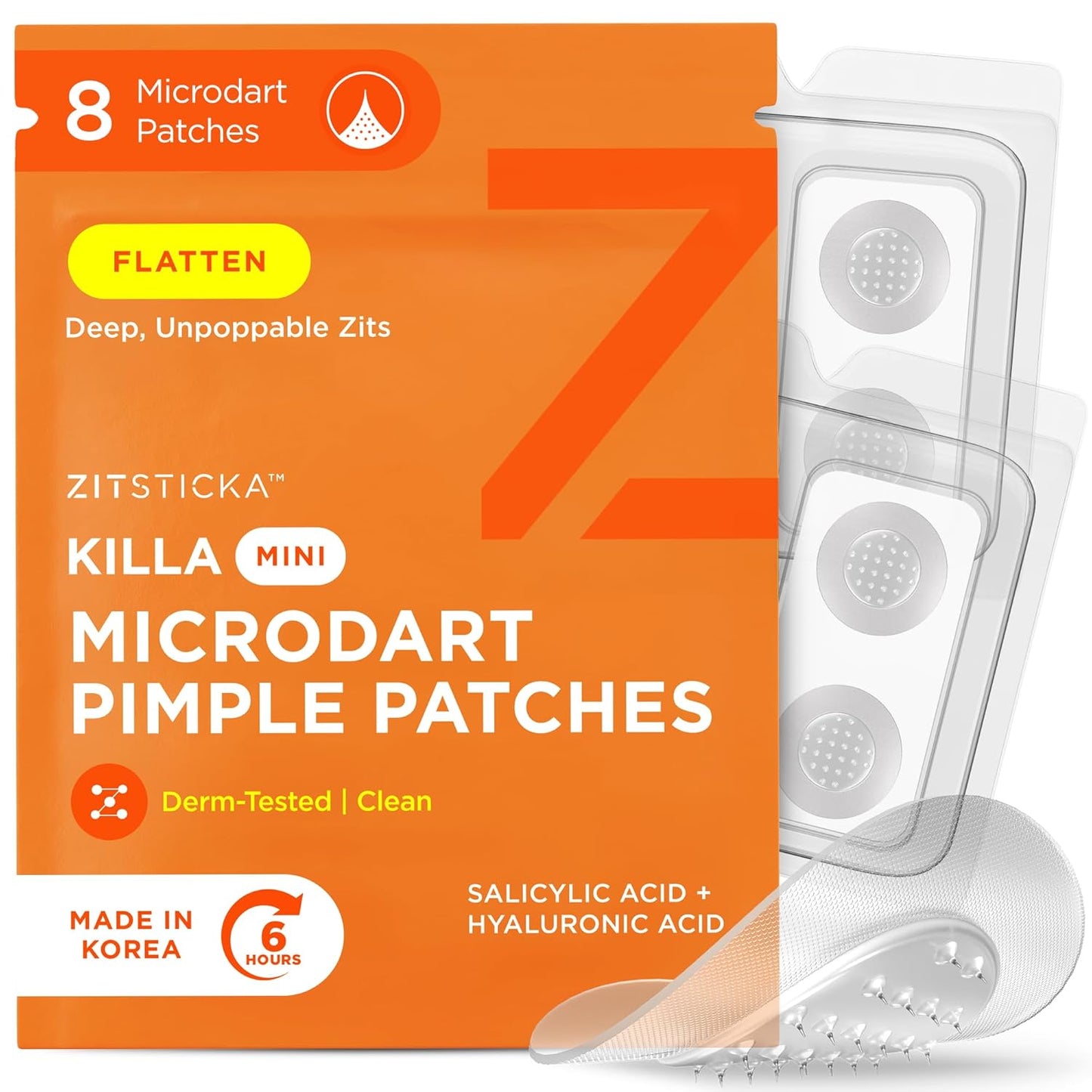 ZitSticka Killa Mini Acne Patches for Face - World's Most Potent Pimple Patch with Fast-Acting Microdarts - Starts Working within 2 Hours for Deep, Early-Stage Zits - 8 Count