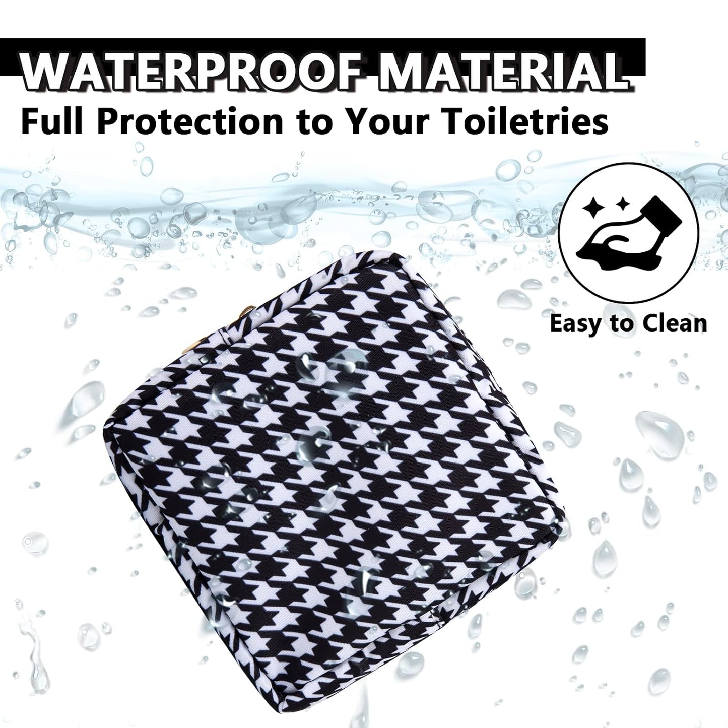 Mini Makeup Pouch for Purse， Small Cosmetic Bag Pouch Nylon Travel Toiletry Organizers for Women Girls, Cute Storage Zipper Pouch Coin Purse for School Work Camping(Mini-Houndstooth)