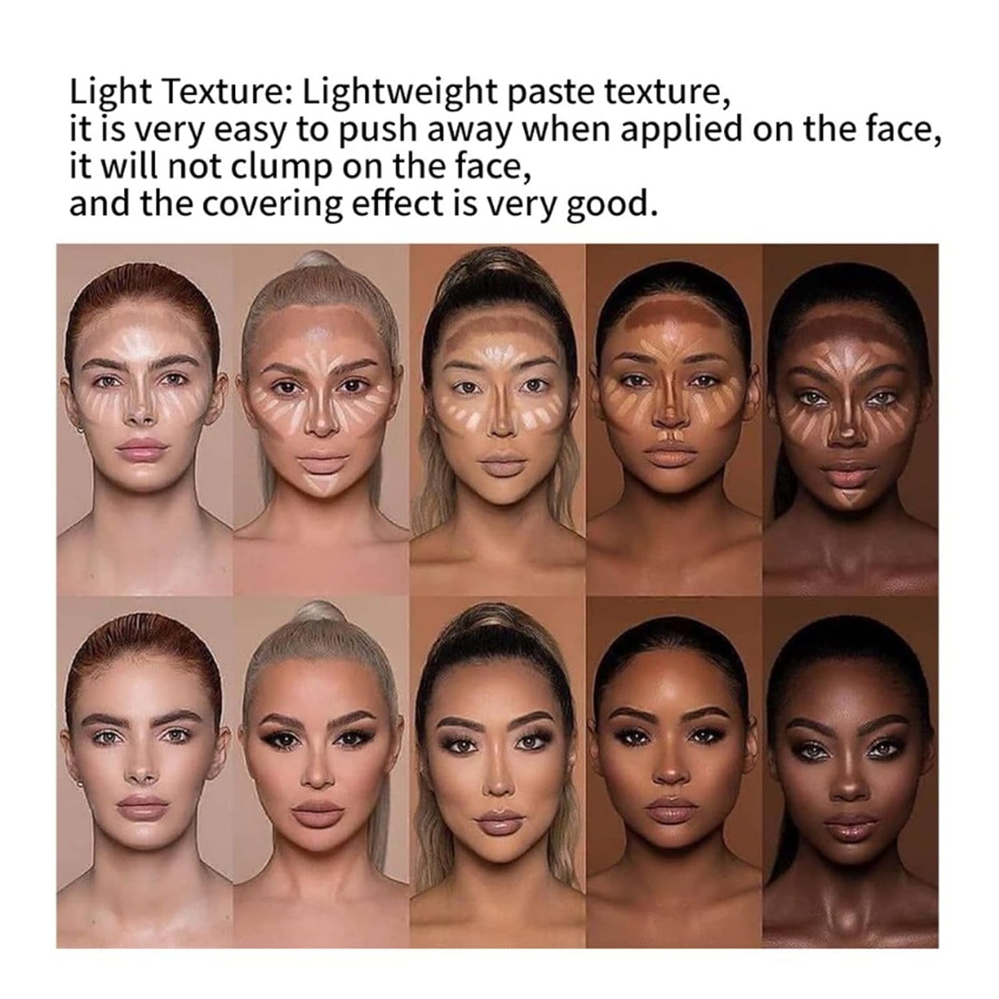 Professional Makeup Cream Contour Palette, Joyeee 10 Colours Concearler Full Coverage & Makeup Brush Set Contour Concearler Palette Contouring Face Make Up Gift for Women Girls