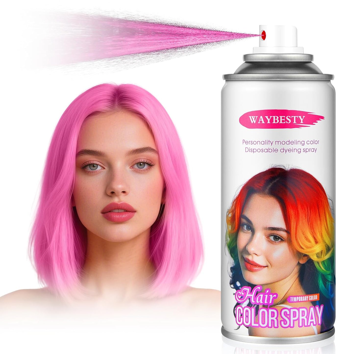 Temporary Hair Color Wax For Kids Women Men, Washable Hair Color Spray Non-Sticky For Cosplay Party DIY, Christmas Party, Halloween Crazy Hair Day (Pink, 4.06 oz)
