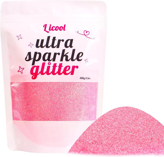 100g/3.5oz Pack Iridescent Rainbow Fine Glitter for DIY Craft, Extra Fine Glitter for Epoxy Resin, Glitter for Tumblers Making, Festival Decoration Makeup Body Eye Nail Art (Iridescent Love Pink)