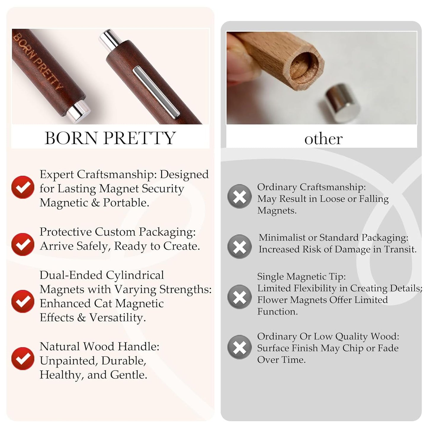 BORN PRETTY 3 in 1 Nail Magnet, Multifunctional Cat Magnetic Eye Nail Polish Magnet Pen, 3D Magnetic Nail Polish Stick for Home DIY, Salon, Studio Nail Art Design Tools