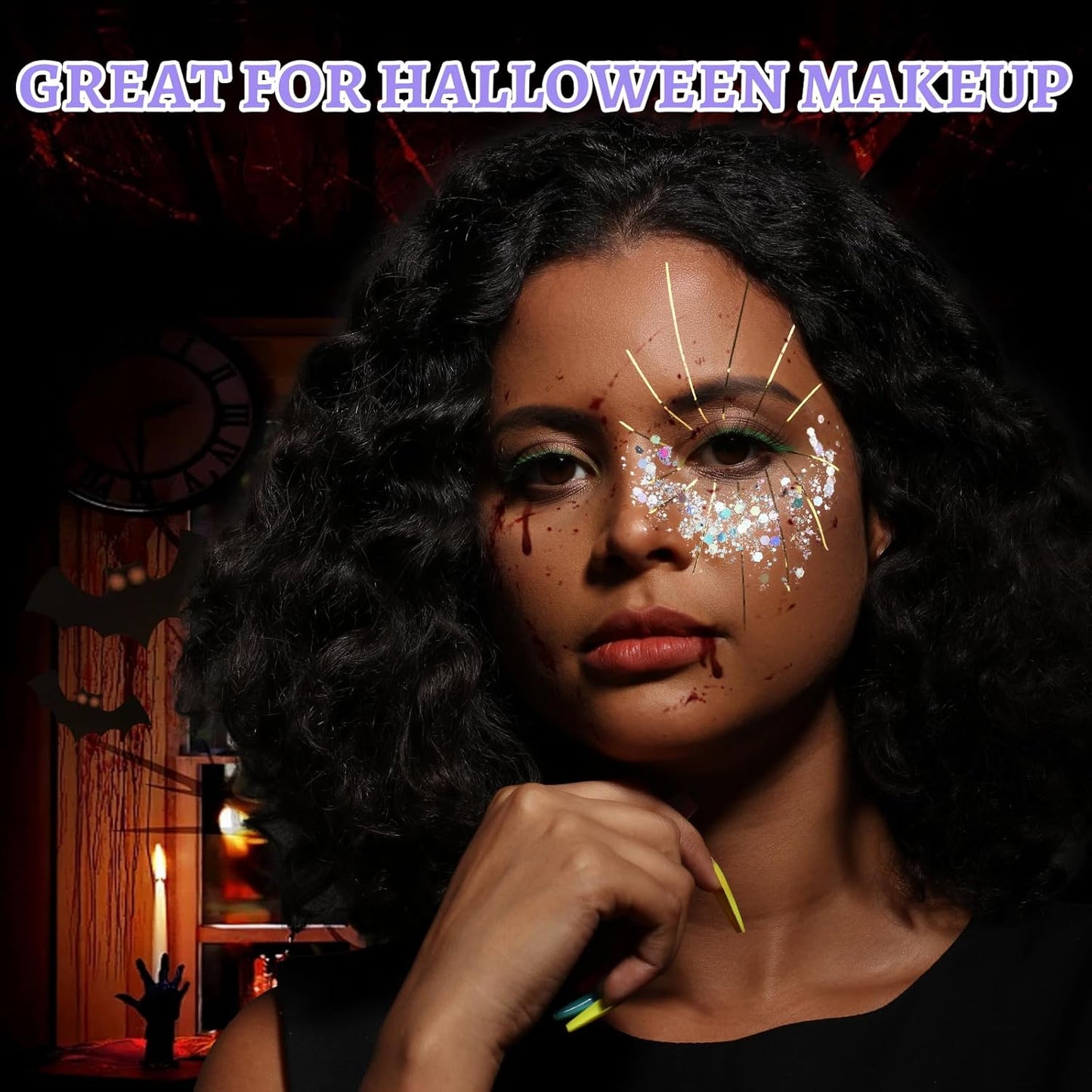 Teenitor Body Glitter Face Glitter Hair Glitter for Kids Women, 6 Colors Face, Body Hair Glitter Gel, Makeup Glitter for Halloween, Mermaid Makeup, Festival Birthday Party