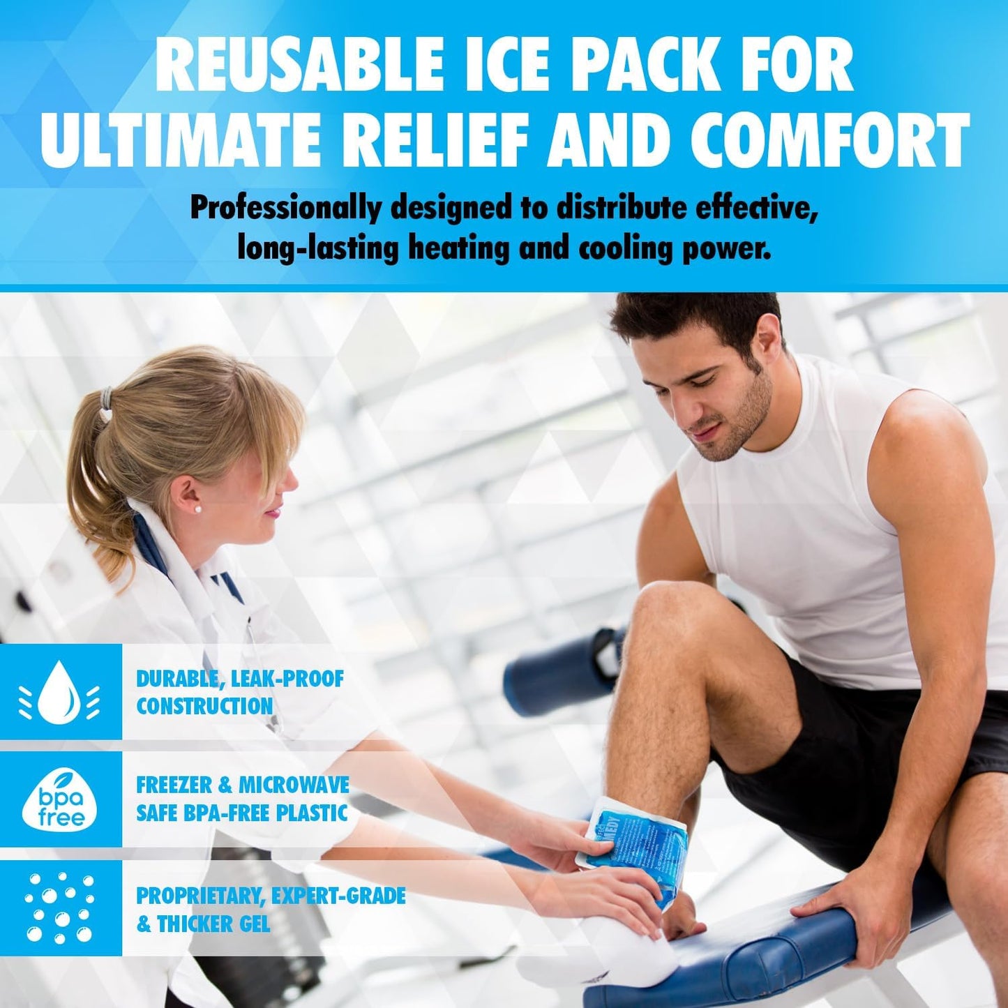 Perfect Remedy Gel Ice Pack - Hot & Cold Compress, Reusable Injury Ice Pack for Knee, Shoulder, Back, Neck, Hip, Ankle, Wrist, Foot Pain Relief & Injury Recovery Soft Gel for Muscle Strain (Blue, Reg)