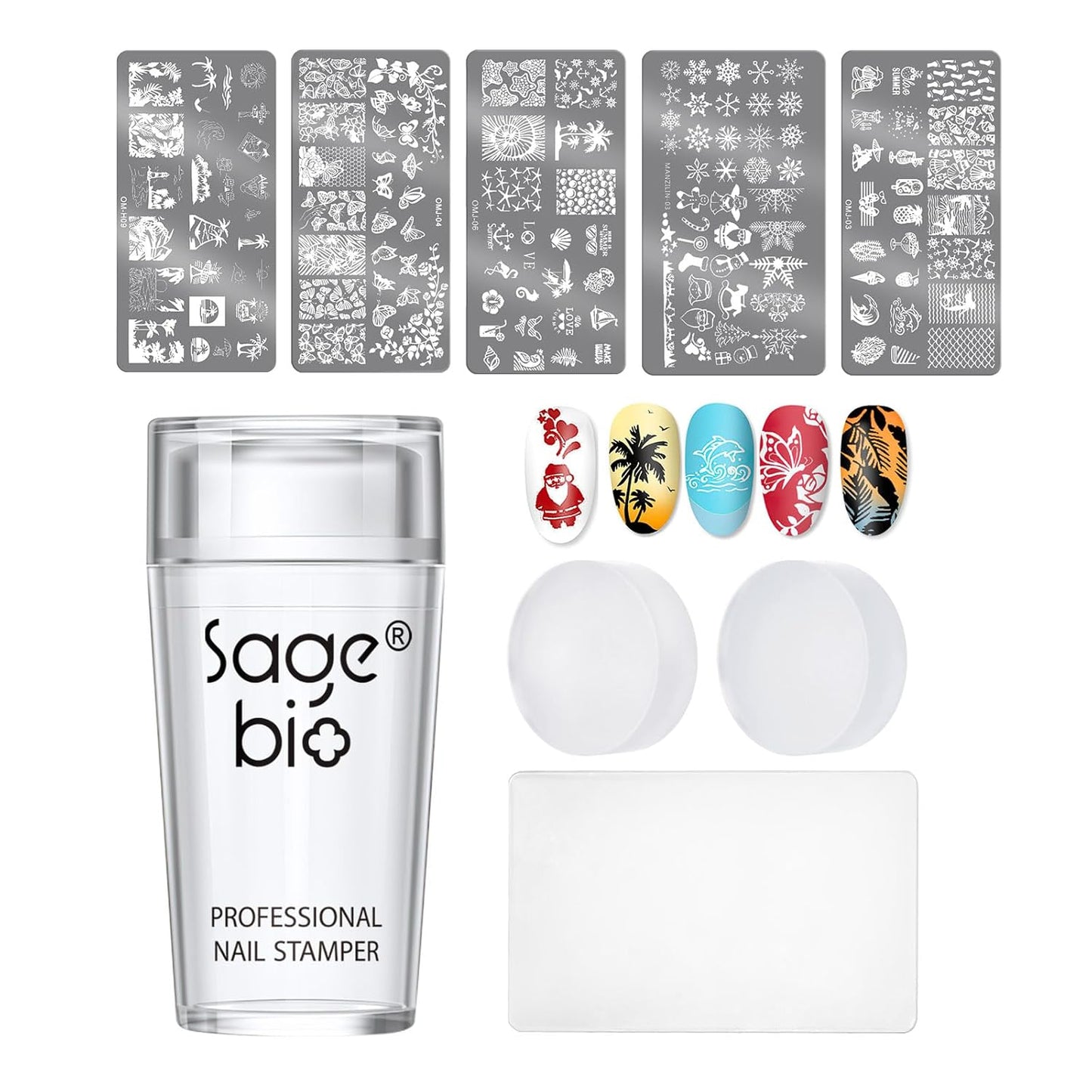 Nail Art Stamper Clear Silicone Nails Stamping Jelly with Scraper Transparent Visible Body DIY Manicure Nail Art Tool B