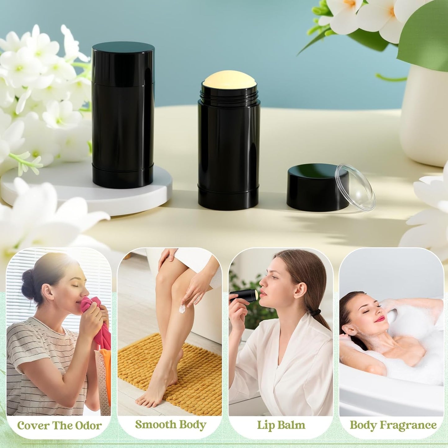 30 Pcs Empty Deodorant Containers Twist up Filling Stick Plastic Deodorant Container Refillable Bottles Bottomfill Round Lip Balm Tubes for Homemade DIY Lipstick Crayon(30 ml,Black)