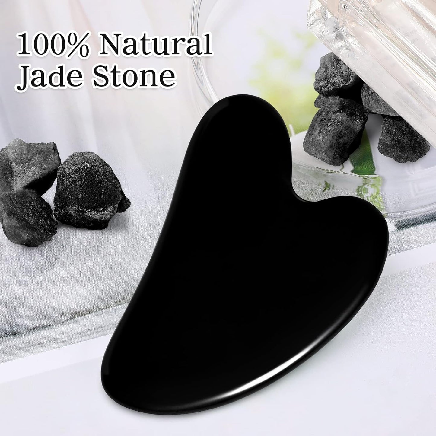 rosenice Gua Sha Facial Tools Black Guasha Tool Gua Sha Jade Stone for Face Skincare Facial Body Tensions Reduce Puffiness Festive Gifts