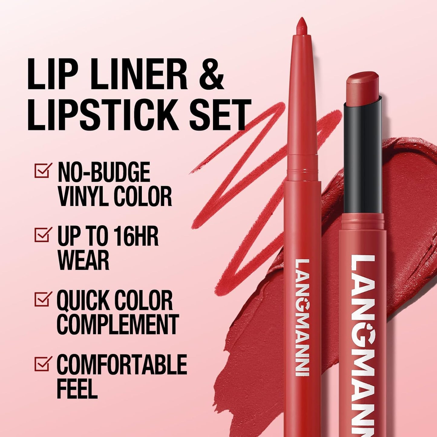 Jolilab 8Pcs Lip Set: 4 Colors Lip Liner+4 Colors Lipstick, Matte/Creamy,Smooth Creamy Texture,Long-Lasting,Bold/Nude Shades for Daily/Party, Vegan, Gift for Makeup Lovers.(#02+04+07+08)