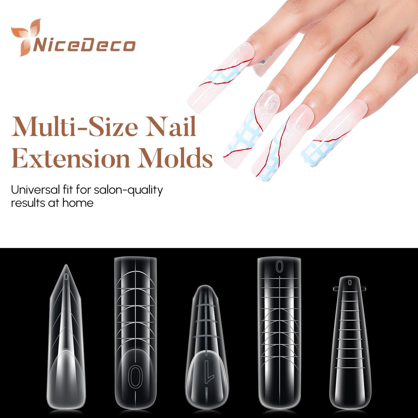 Poly Extension Gel Dual Nail Forms, 120pcs Nail Molds for Builder Extension, 5 Style 12 Size Dual Forms for Gel Nail Tips Nail Art Design Salon DIY Kit 3