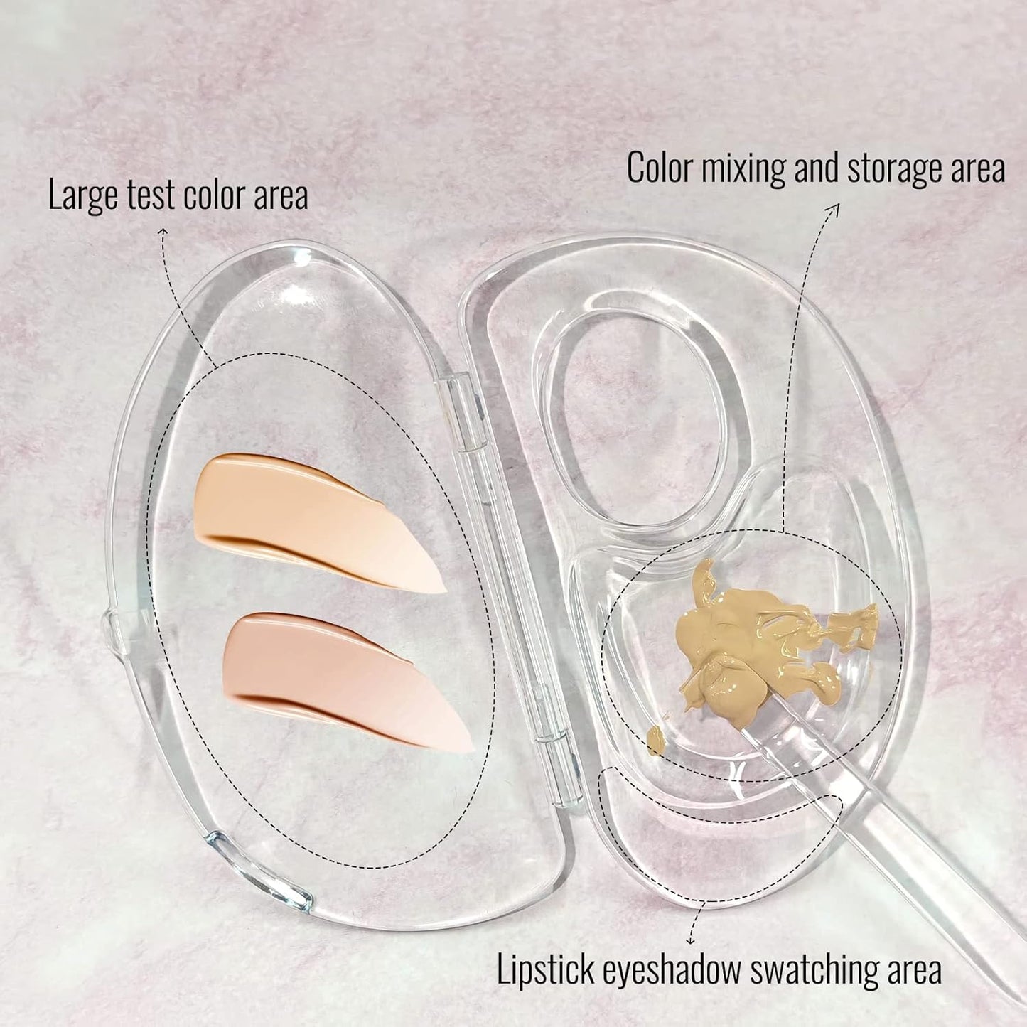 Erinde Handheld Makeup Mixing Palette, Acrylic Transparent Mixing Foundation Tray for Makeup Artist and Beginner, Lipstick Eyeshadow Foundation Color Test Art nail Palette With Foundation Spatula