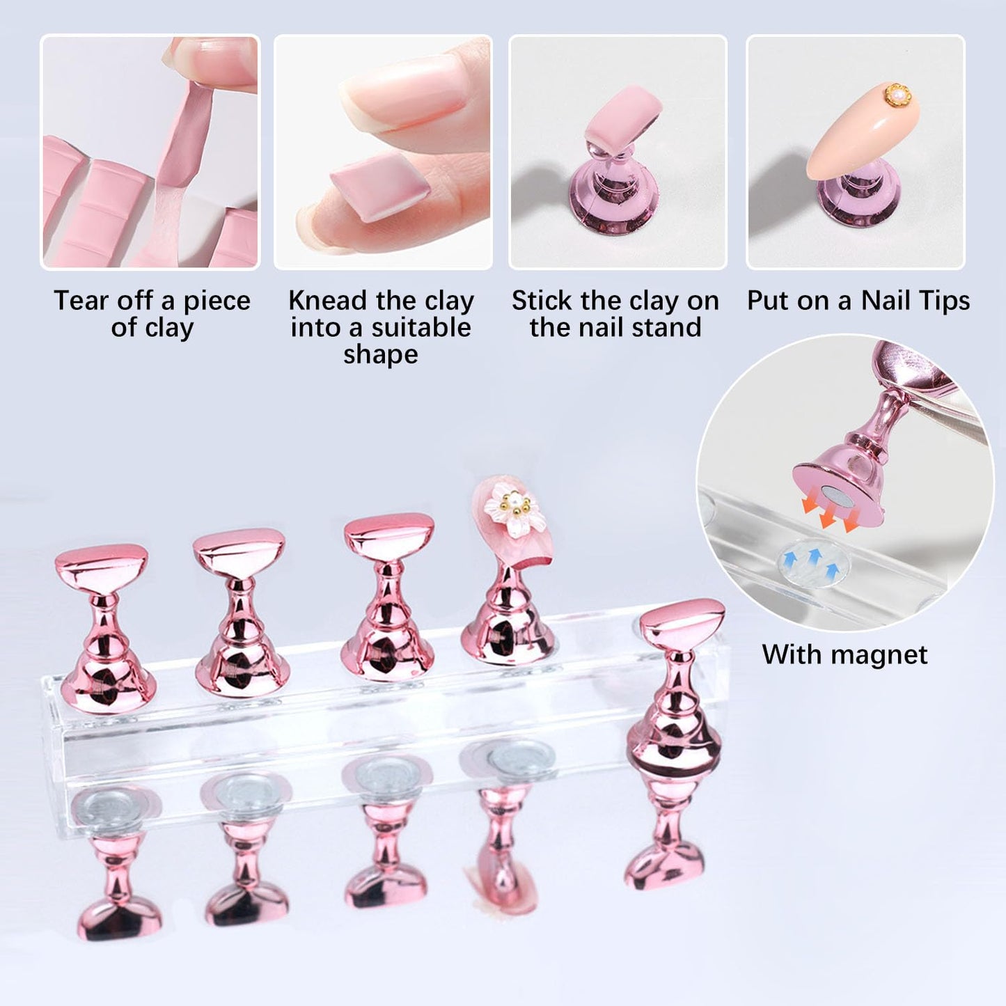 Nail Art Tools,Nail Art Brush,2 sets Nail Stand,5 PCS Dual Tipped Nail Dotting Tool and Sculpture Pen, Acrylic Silicone Nail Pen, Nail Design Tools