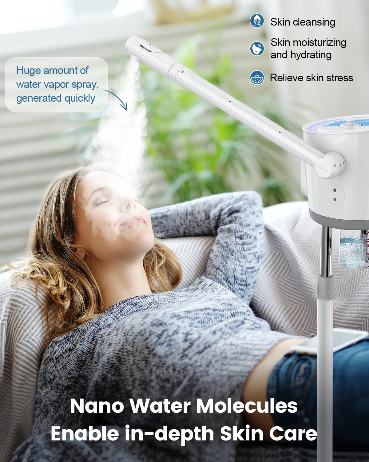 Kingsteam Professional Facial Steamer with Ozone - Ionic Nano Hot Mist Steamer with Large Capacity and 30 Min Timer for Estheticians, Beauty Salons, and Home Skin Care Use