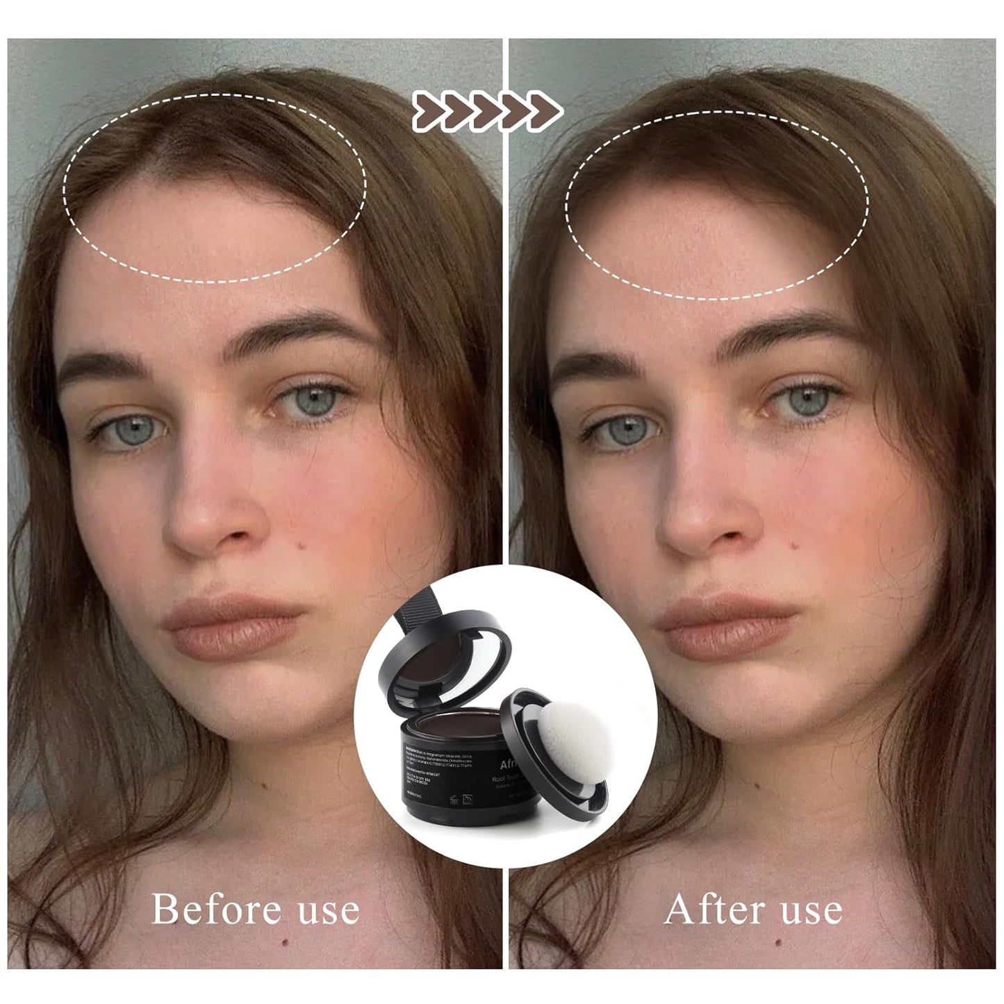 Instant Hairline Powder, Root Touch Up Hair Color for Gray Coverage and Thinning Hair, Root Cover Up Conceals Hair Loss & Bald Spots, Natural and Non-Greasy Hair Color for Women & Men, Dark-Brown