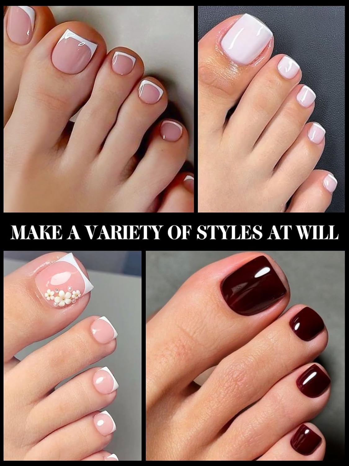 TOROKOM Toe Nail Forms for Poly Extension Gel, 300 Pcs Pink Toenail Dual Forms Reusable Full Cover Molds for Poly Gel French Tip Acrylic Toenails Pedicure for Salon & DIY at Home 15 Sizes