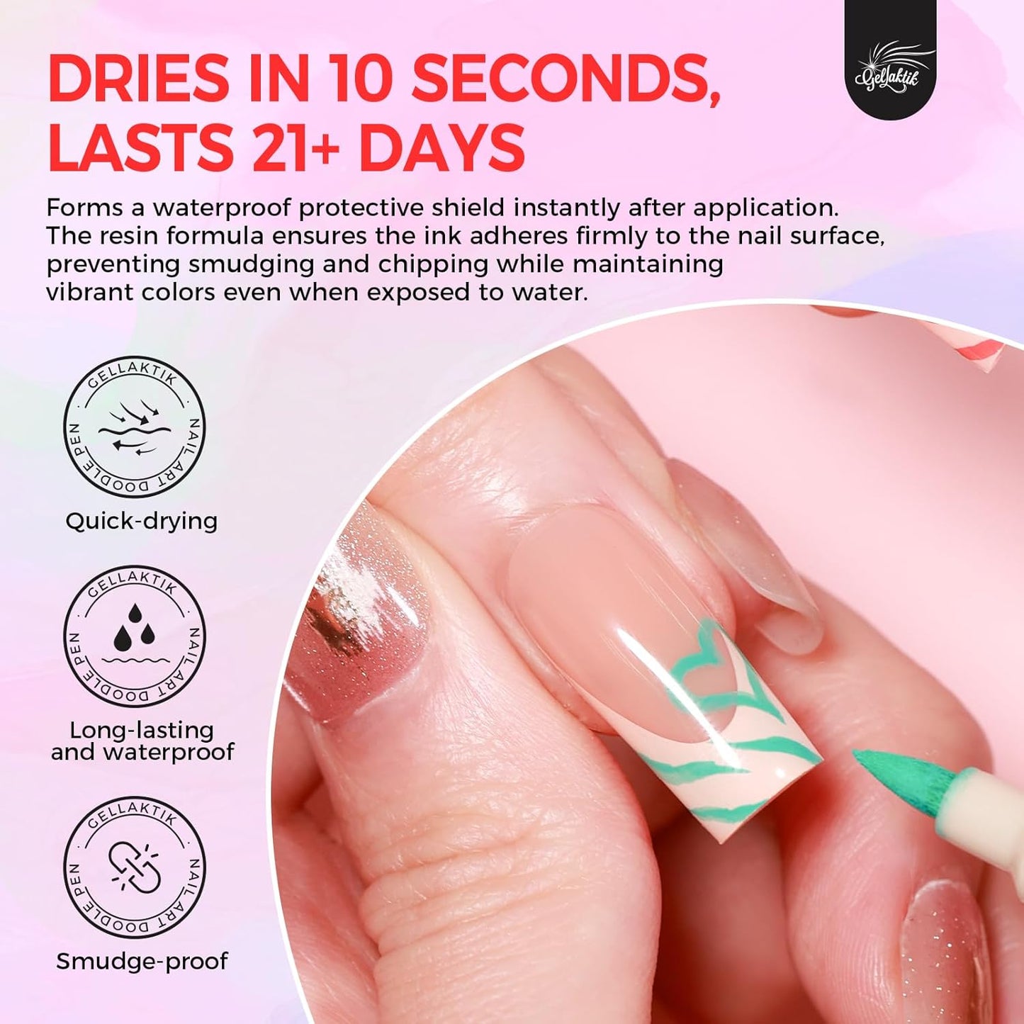 18 Colors Nail Art Pens Set, 3D Nail Polish Pens Quick-Drying Acrylic Paint Markers, Dotting Liner Brush for DIY Nail Design, Home & Salon Manicure Tools