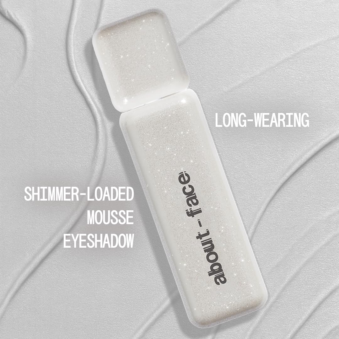 about-face Fractal Glitter Eye Paint Refract – Smudge-Proof, Long-Lasting Liquid Eyeshadow – Intense Sparkle with Mousse Texture – Vegan, Cruelty-Free – 0.13oz (Soft Silver)