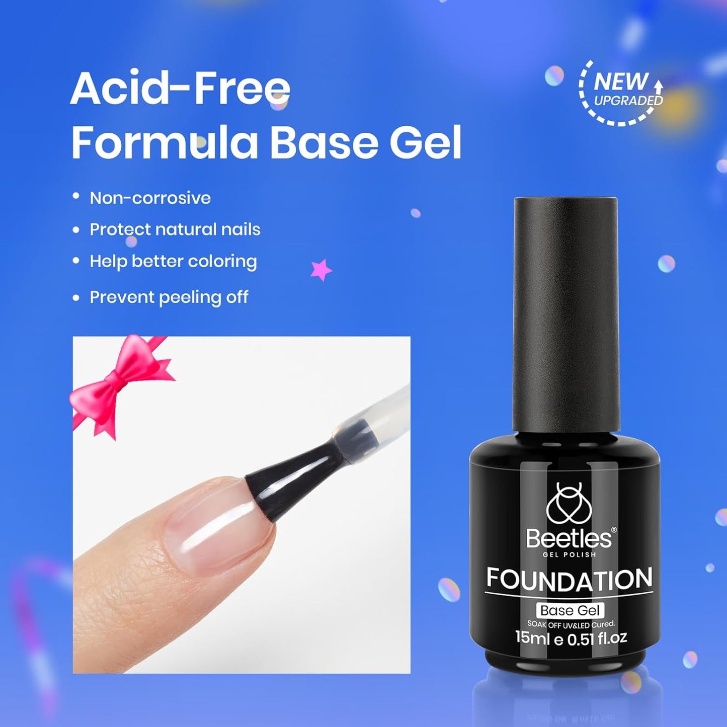 Beetles Blooming Gel & Base Top Coat Set, 3PCS 15ML Shine Finish Long Lasting No Wipe Top Coat Gel Nail Polish Base Spreading Marble Effect Soak off UV LED Nail Art Gifts for Women