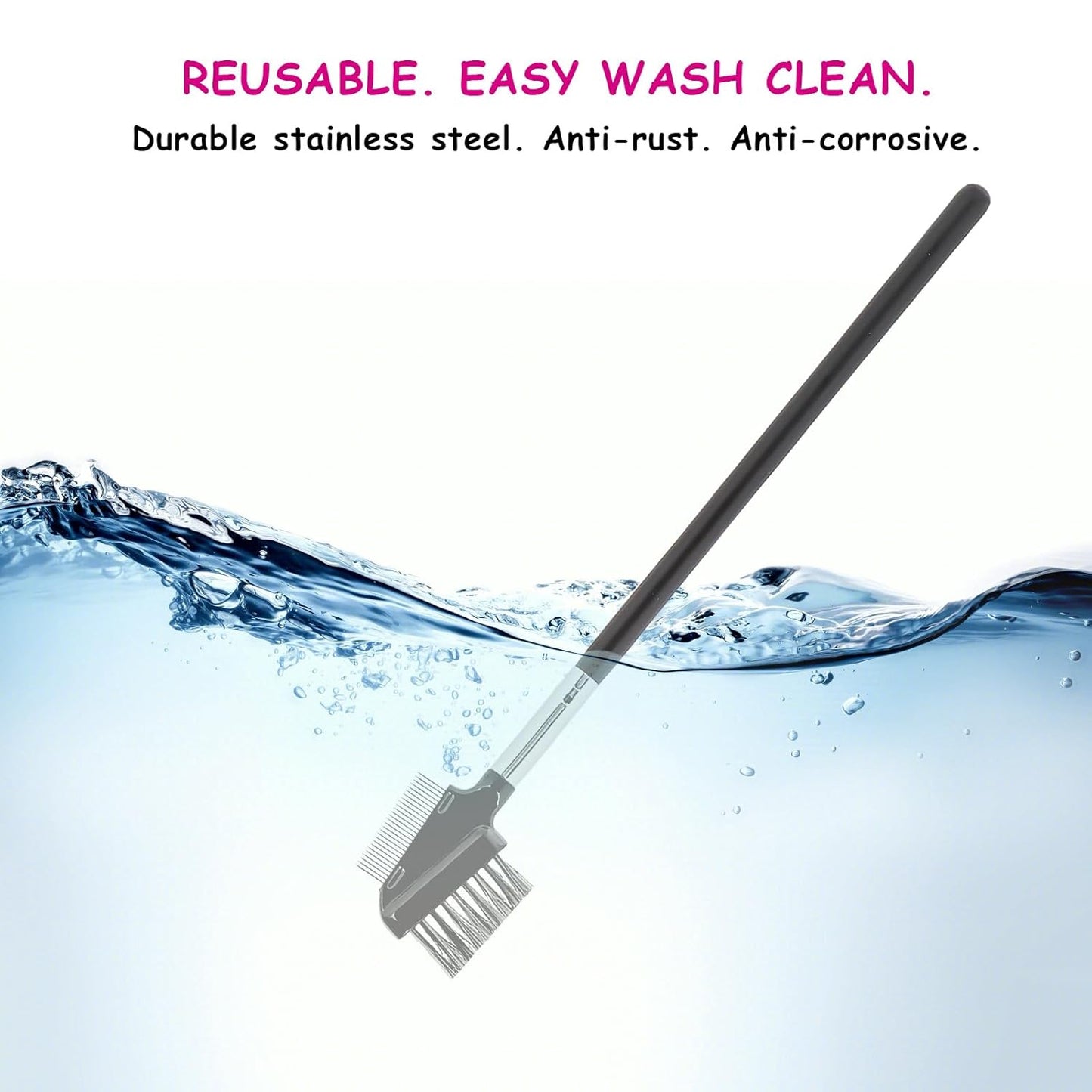 1 Pcs Eyebrow Brush, Metal Eyelash Comb, Resuable Dual Eyebrow Comb, Eye Brow Makeup Brush Eye Lash Comb for Eyelashes Extension (Bristles)