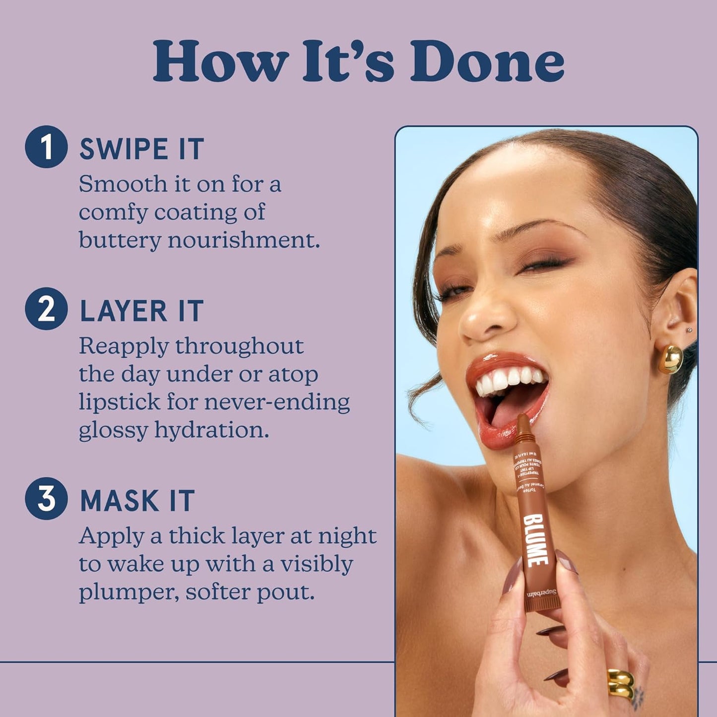 Blume Superbalm Duo - Tri-Peptide Vanilla Lip Balm (0.4 Fl Oz) + Tri-Peptide Toffee Soft Brown Tinted Lip Balm (0.4 Fl Oz) - Deep Hydration & Lip Plumping Set