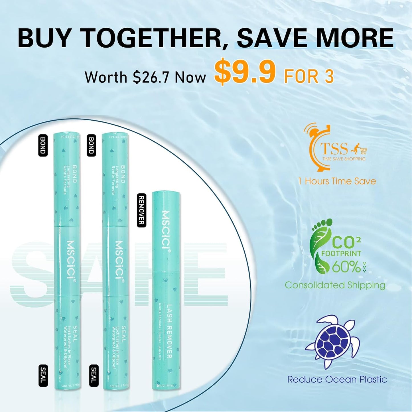 Lash Glue Kit (2 Clear Glue 1 Remover) 150Hours Waterproof Bond & Seal Adhesive for Cluster Strip & Individual Lashes, Hypoallergenic Gentle Formula for Sensitive Eyes, Easy to Remove