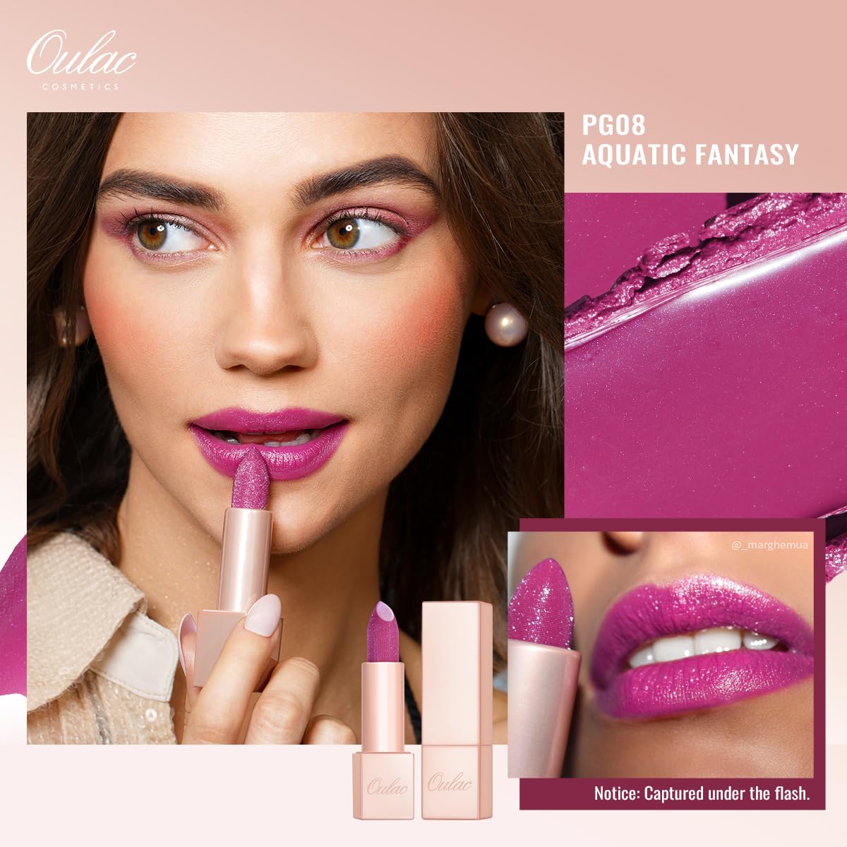 Oulac Moisturizing Purple Lipstick for Women - Tinted Lip Balm Infused with Shea Butter, Shiny & Lightweight Lip Makeup, Vegan & Gluten Free, PG08 Aquatic