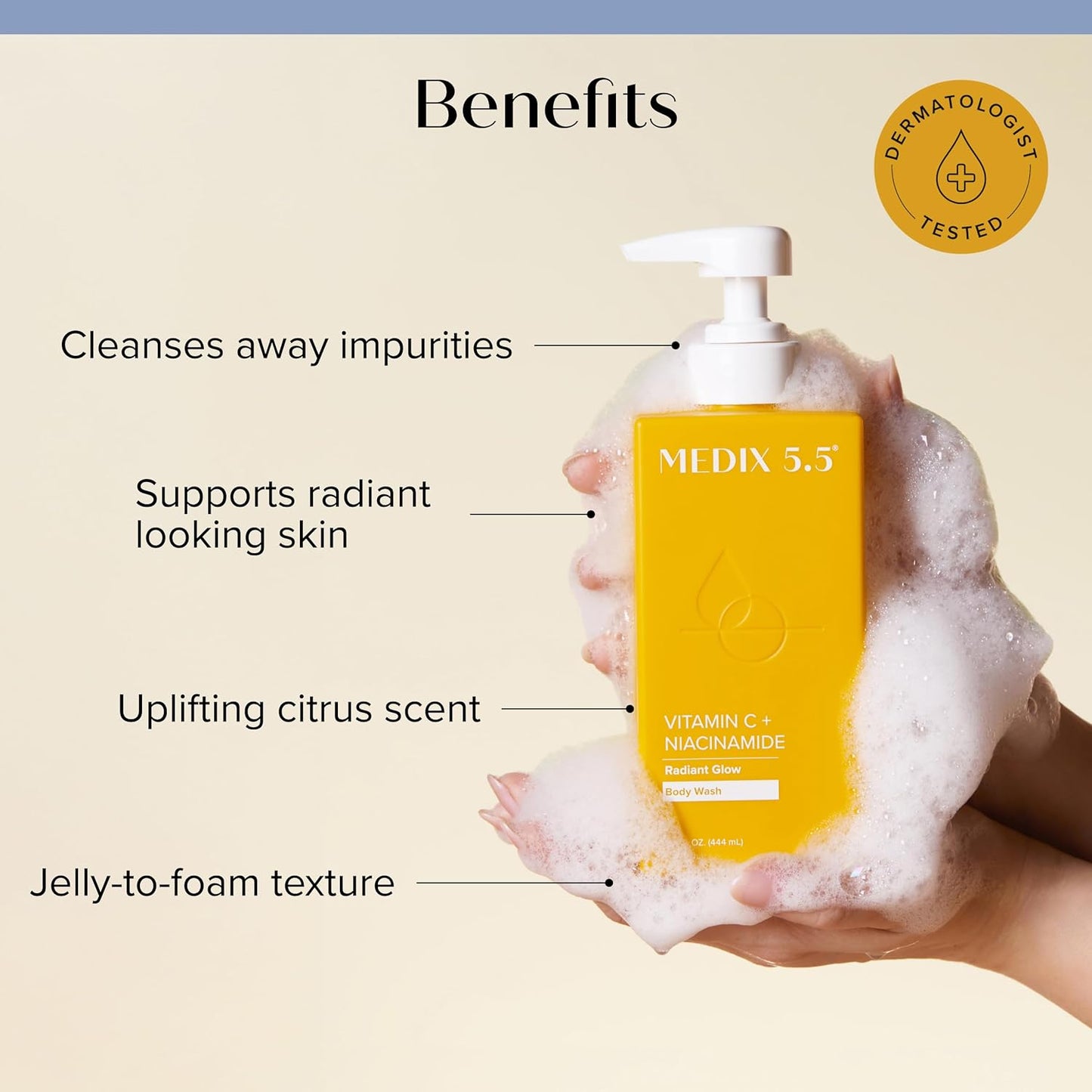 MEDIX Vitamin C Body Wash + Vitamin C Body Lotion & Face Moisturizer 2PC Skin Care Set | Anti Aging Lotion + Body Cleanser Skincare Set For Women, Men, & Smoother Looking Skin, 2-Pack