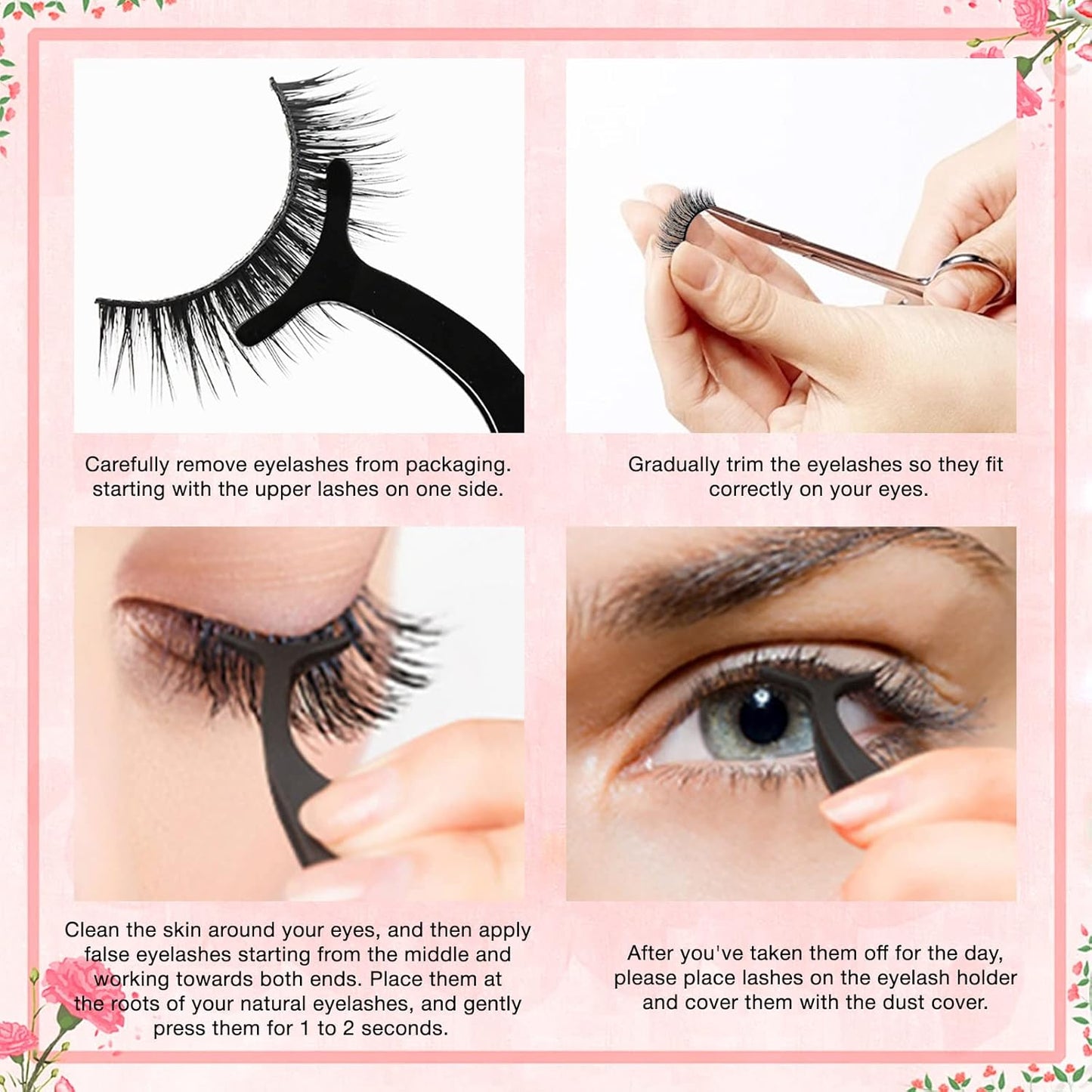 Self Adhesive Eyelashes Natural Look False Eyelashes Reusable Self Stick Lashes, No Glue Needed, 5 Pairs Mixed