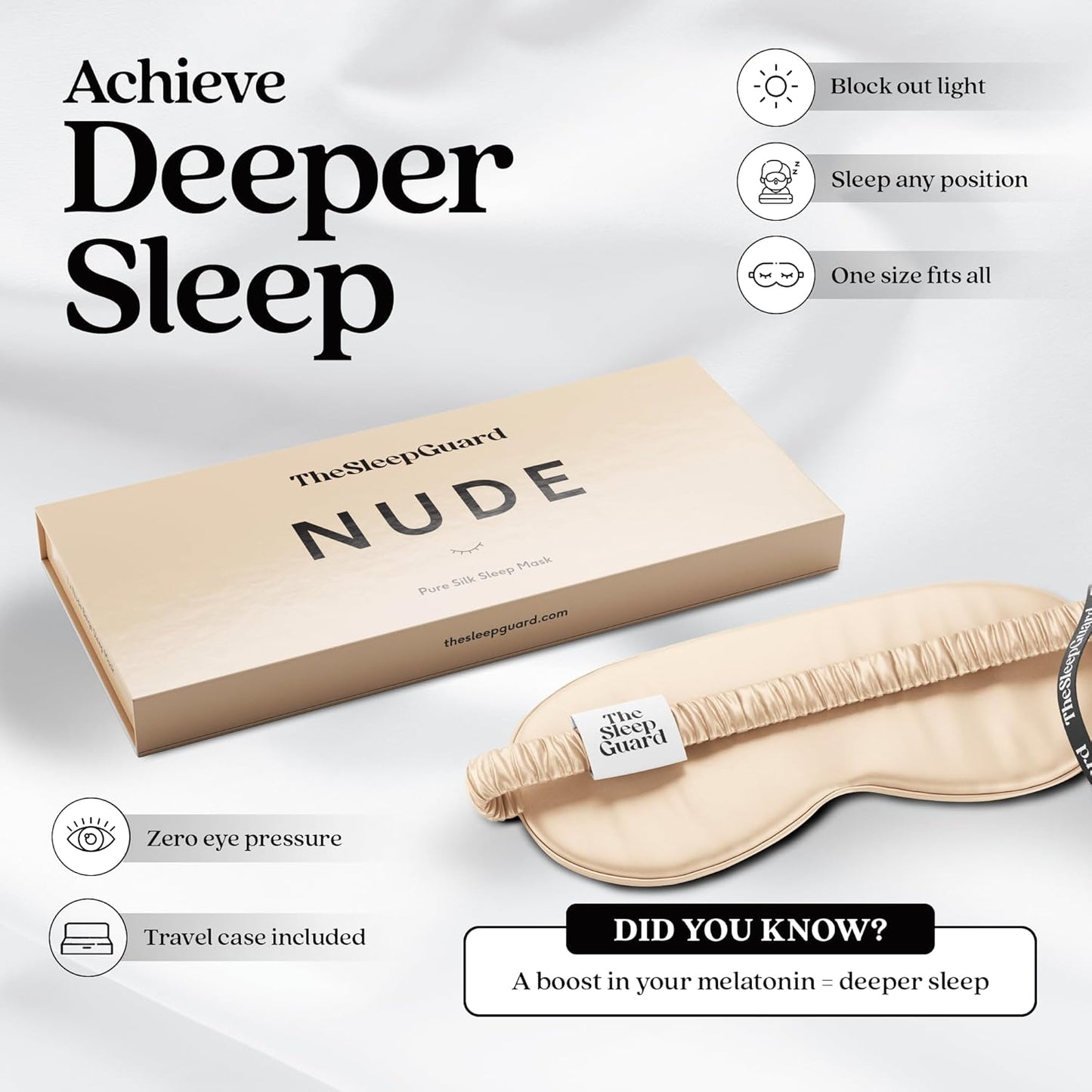 Pure Silk Sleep Mask [100% 6A Mulberry Silk, 22 Momme] Light Blocking Travel Essentials. Eye Masks for Sleeping. Black Oeko-Tex Blindfold. Eye Covers for Men & Women