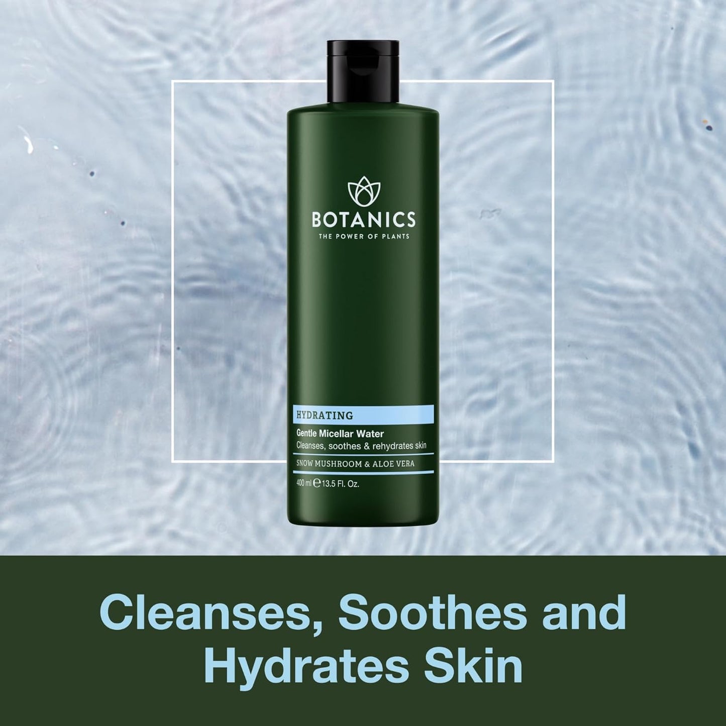 Botanics Micellar Water Makeup Remover - Hydrating & Gentle Cleansing Water - Enriched with Snow Mushroom & Aloe Vera - Vegan & Cruelty-Free Eye Makeup Remover Liquid (13.5 Fl Oz)