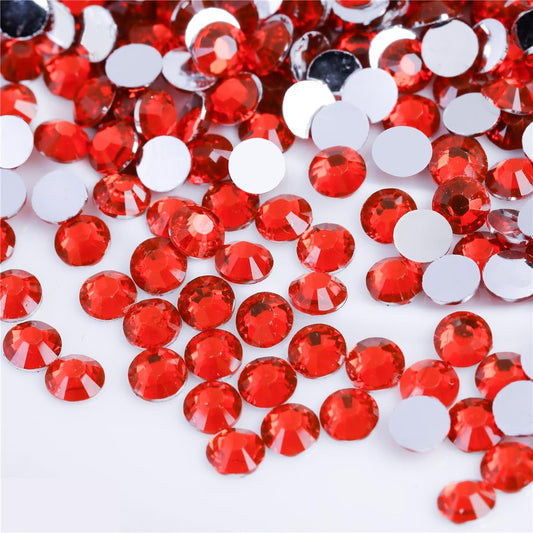 500 Pieces SS30 6mm Flatback Rhinestones Clear Glass Round Gems Crystals for Nail Art DIY Crafts Clothes Shoes Bags （Light Red）