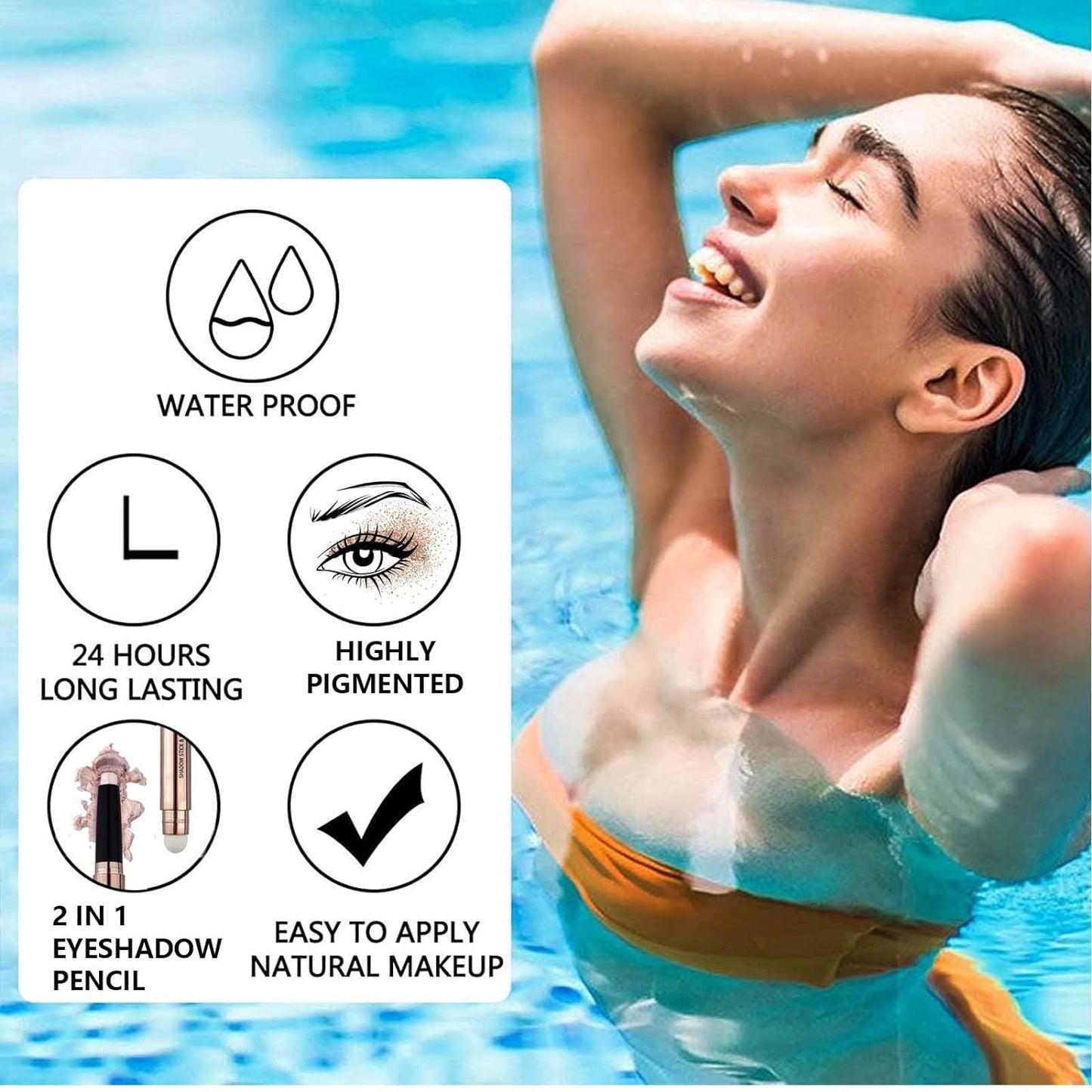 Pink Eyeshadow Stick Makeup, Highlighter Matte Cream Eye Shadow Pencil, Waterproof Hypoallergenic Long Lasting Crayon, Glitter Primer Palette Shimmer Eyeliner Pen wiht Soft Brush