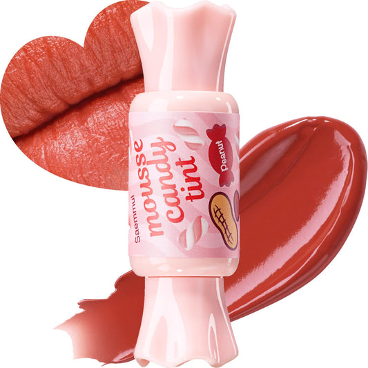 THESAEM Saemmul Mousse Candy Tint #9 Peanut Mousse - High Pigment Matte Finish Long Lasting Lip Stain with Honey Extracts to Hydrate Lips - Weightless & Smudge-Proof, 0.3 fl.oz.