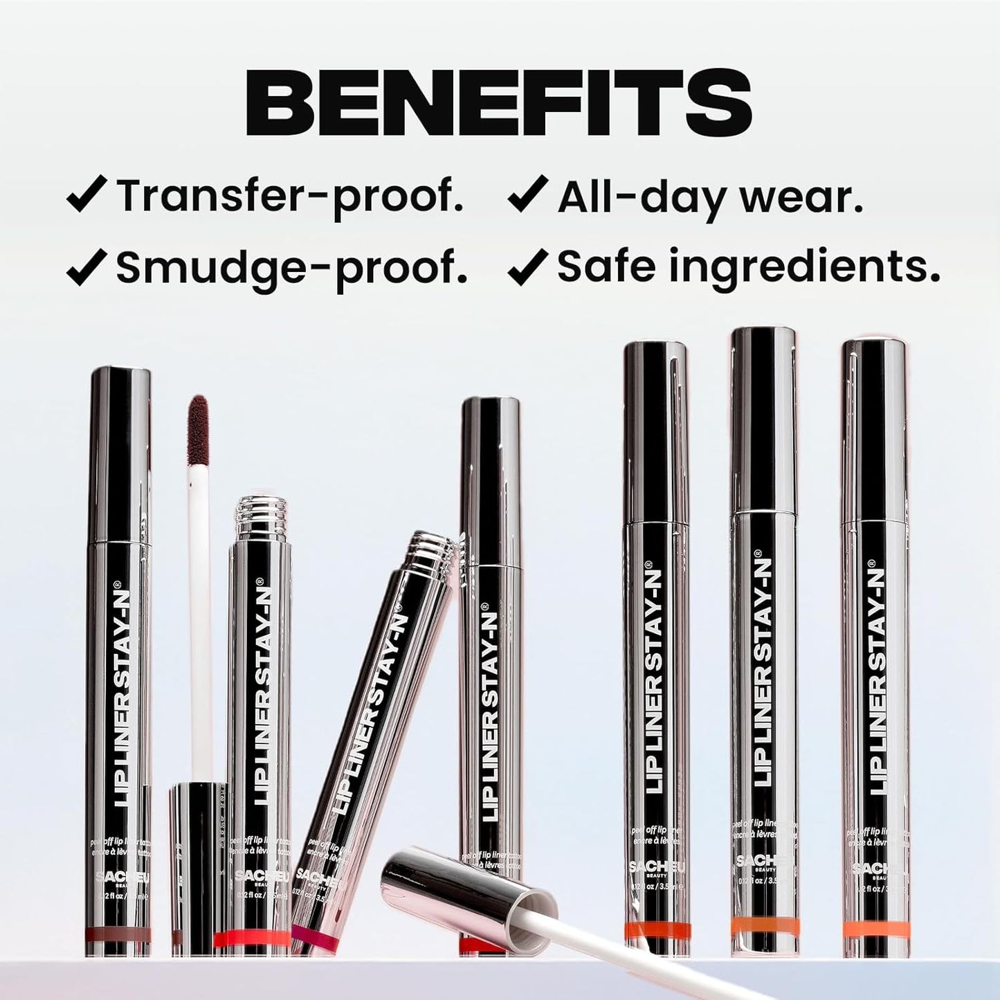 Sacheu Lip Liner STAY-N Peel Off Lip Stain — Long Lasting Matte Lip Tattoo Transfer Proof Lipstain Infused with Hyaluronic Acid & Vitamin E for All Skin Types — Vegan & Cruelty-Free, cLOVER