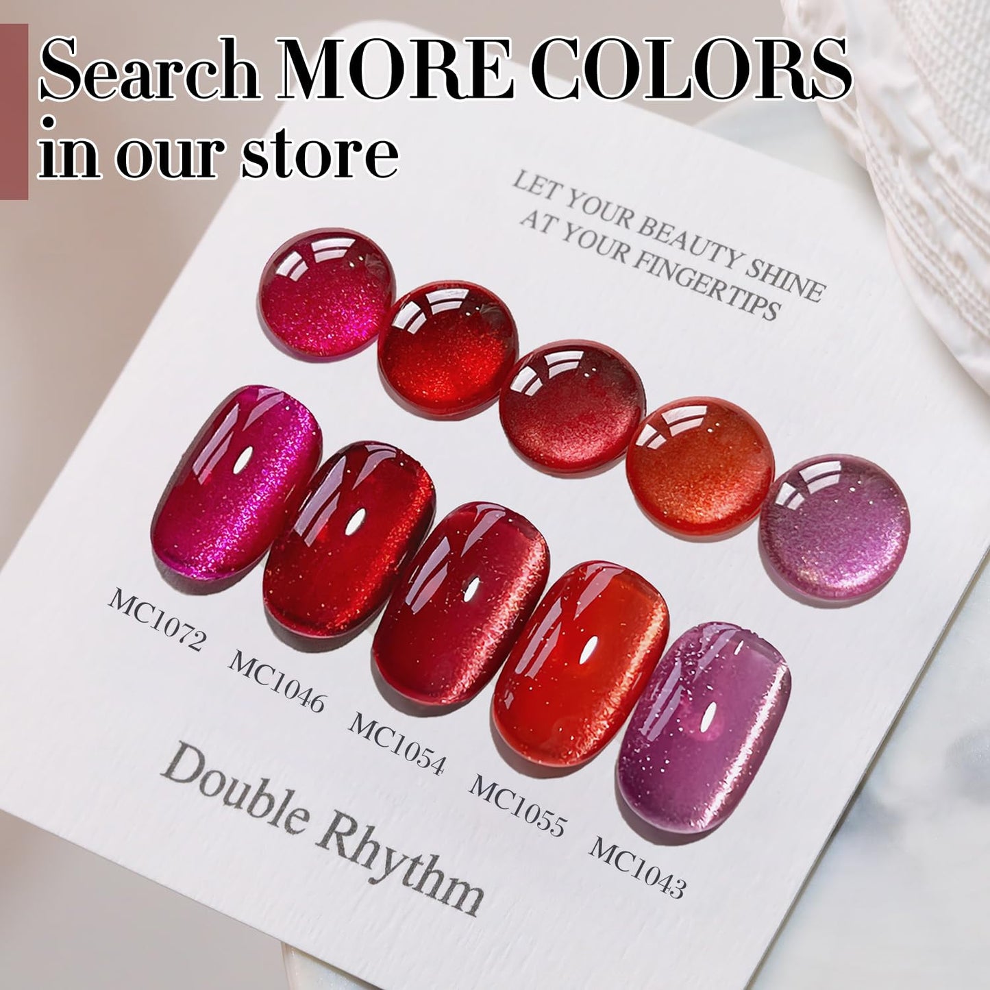 Double Rhythm Jelly Glass Cat Eye Gel Polish with Magnet 15ML Holographic Glitter Shimmer Translucent Sheer Color Magnetic Nail Polish Salon DIY at Home (Dark Red-MC1054)