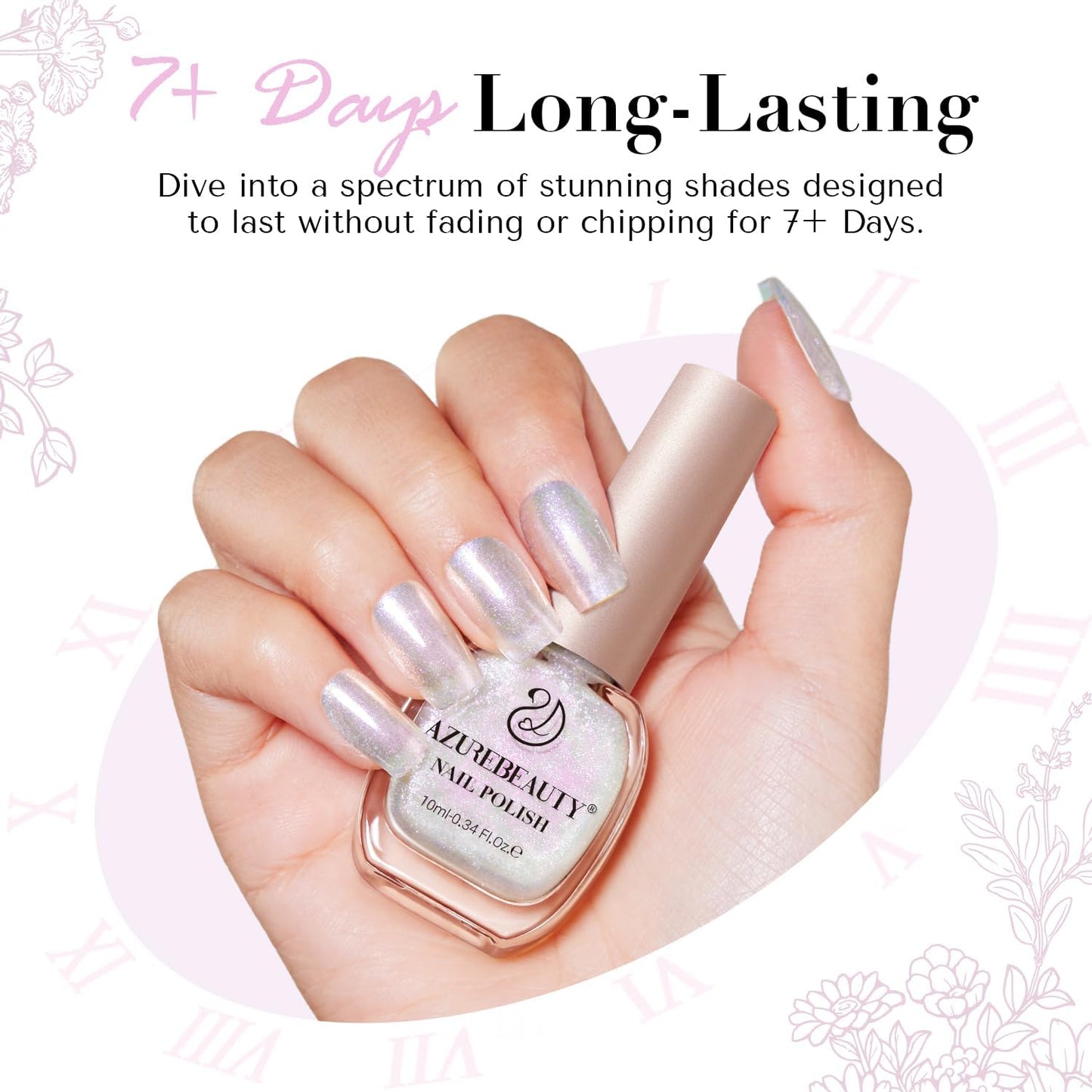 AZUREBEAUTY Shimmering Purple Nail Polish,Glitter Purple Color Quick Dry Complete Natural Super Lustrous Nail Enamel Polish,Professional for Nail Art DIY Manicure and Pedicure at Home