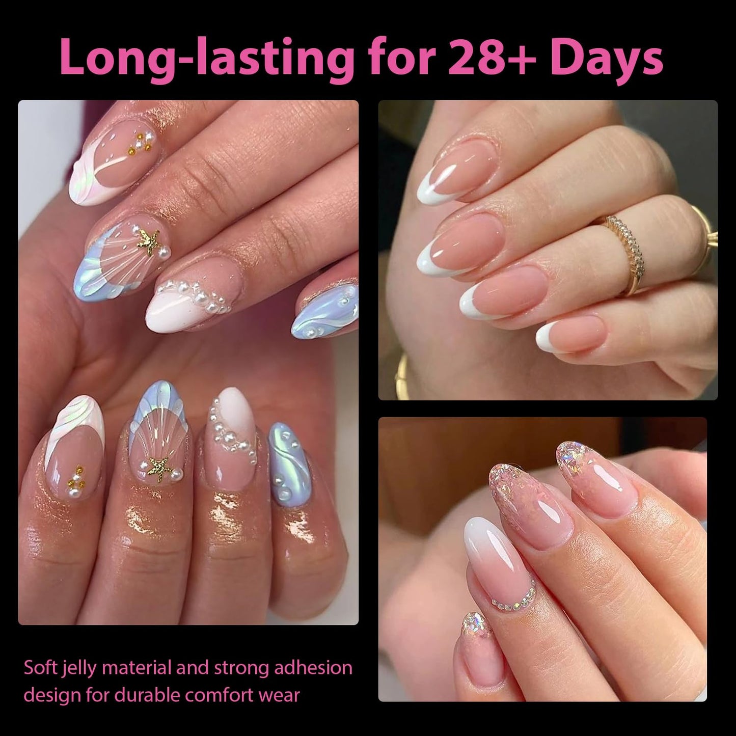 UNA GELLA Short Oval Almond Fake Nails 504pcs Press on Nails Pre-shape Short Almond Round Gel Nail Tips for Full Cover Acrylic False Nails For Nail Extension Home DIY Salon 12 Sizes False Gelly Tips