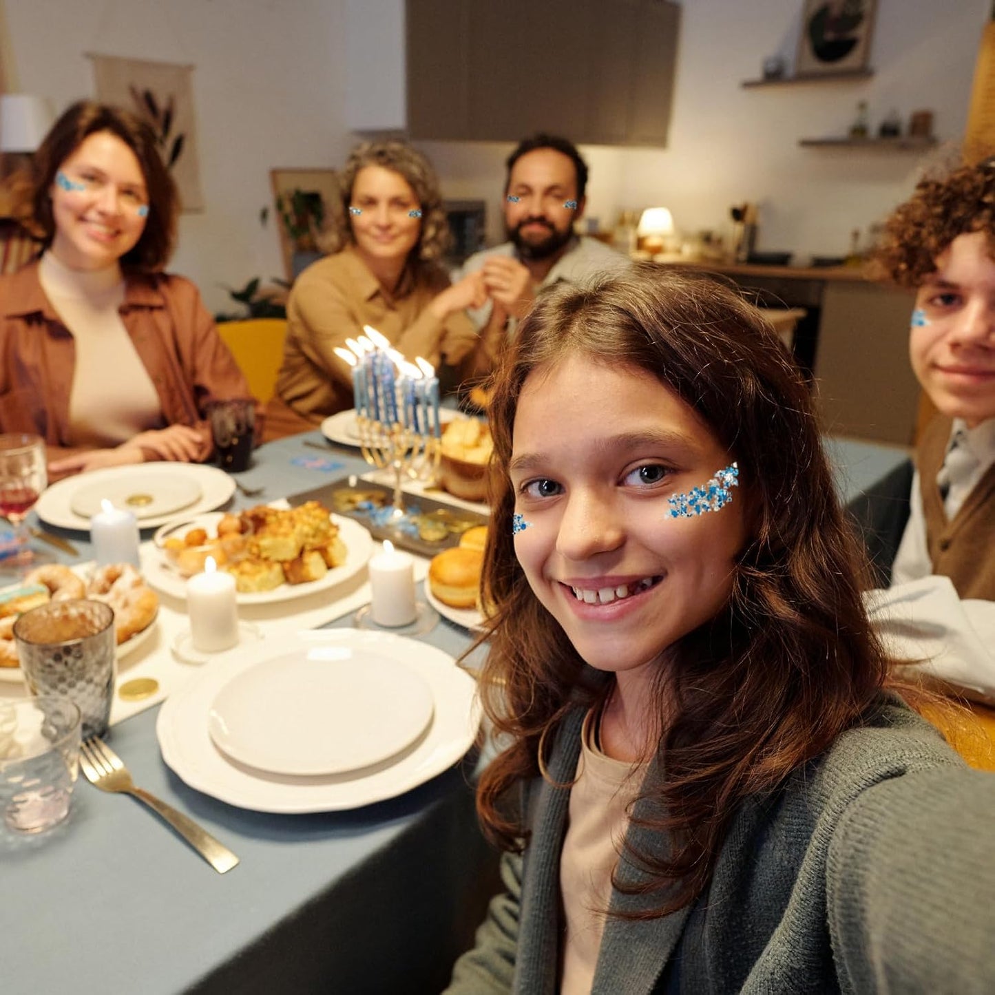 Hanukkah Glitter Gel for Body, Face, Hair and Lip, Color Changing Glitter Gel Under Light (Hanukkah)