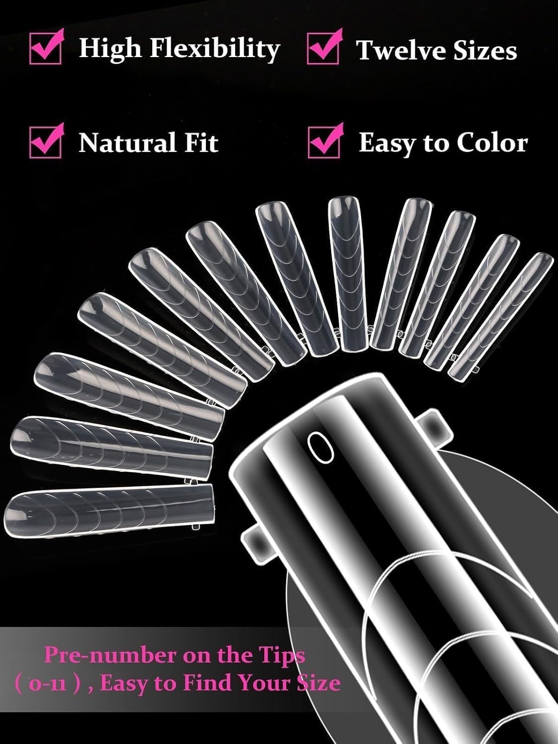 TOROKOM 120Pcs Poly Extension Gel Dual Nail Forms Clear Nail Forms Full Cover Coffin Nail Molds 12 Sizes for Gel Manicure Nail Art Design Salon&DIY