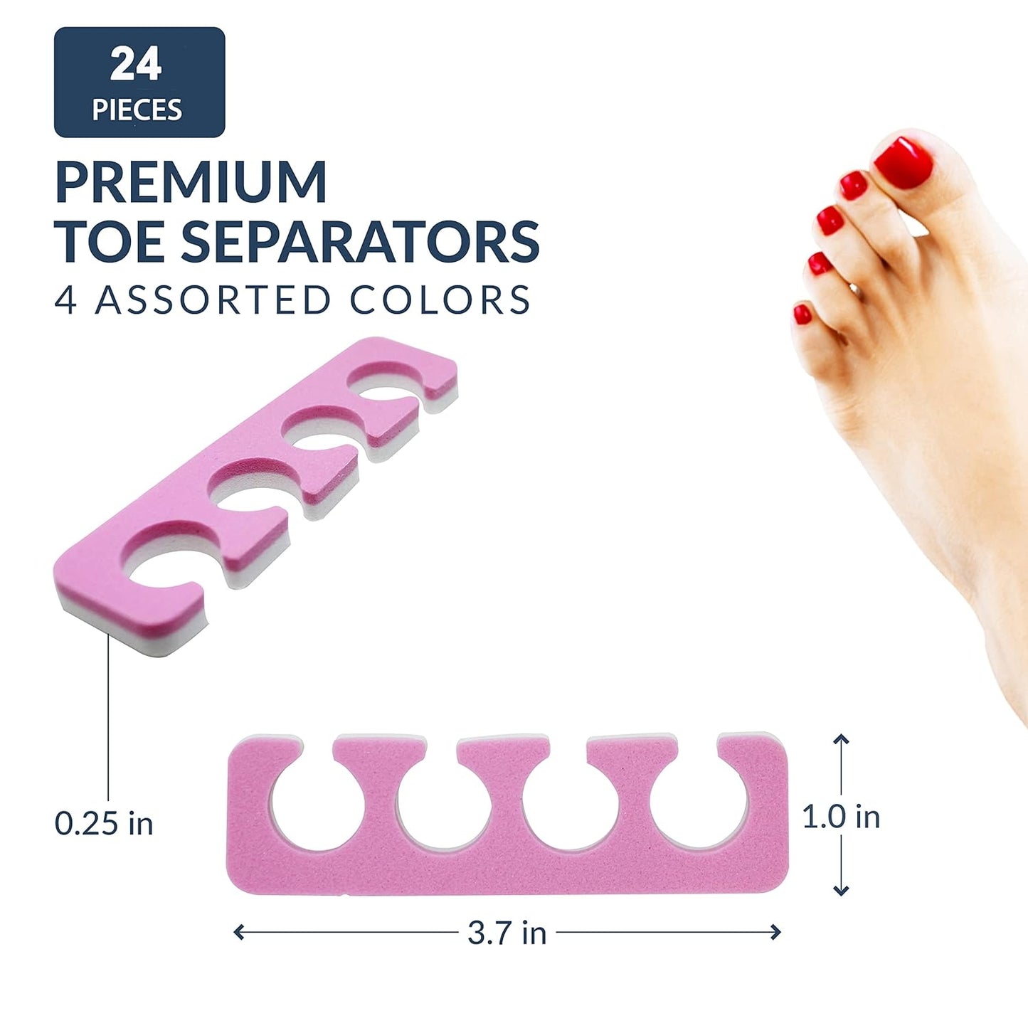Toe Separators Set - 24 Pieces Premium Pedicure Tool Kit Super Soft & Durable Two Tone ZMOI