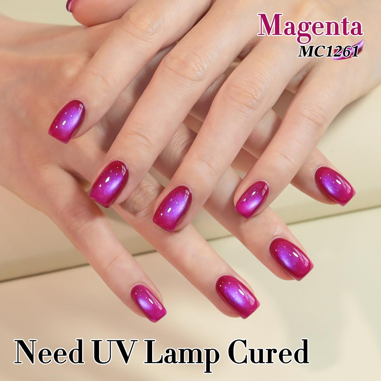 Double Rhythm 0.5 OZ Cat Eye Gel Polish with Magnet 15ML Holographic Glitter Shimmer Translucent Jelly Color Magnetic Nail Polish Salon DIY at Home (Red Purple-MC1261)