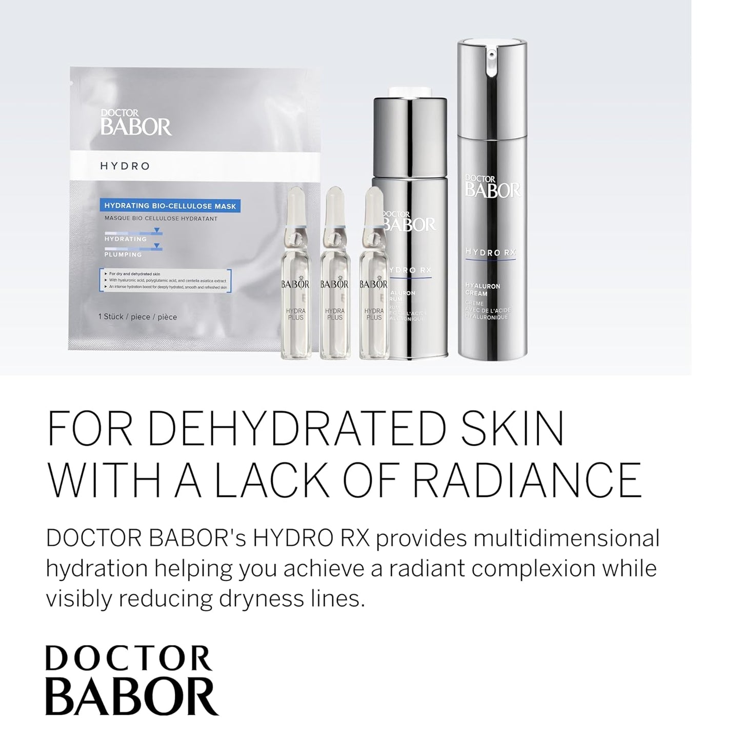 DOCTOR BABOR HydroRX Hyaluron Cream, Lightweight Hyaluronic Acid Face Moisturizer for Dry Skin, Prevents Moisture Loss and Reduces Dryness Lines, Fragrance Free