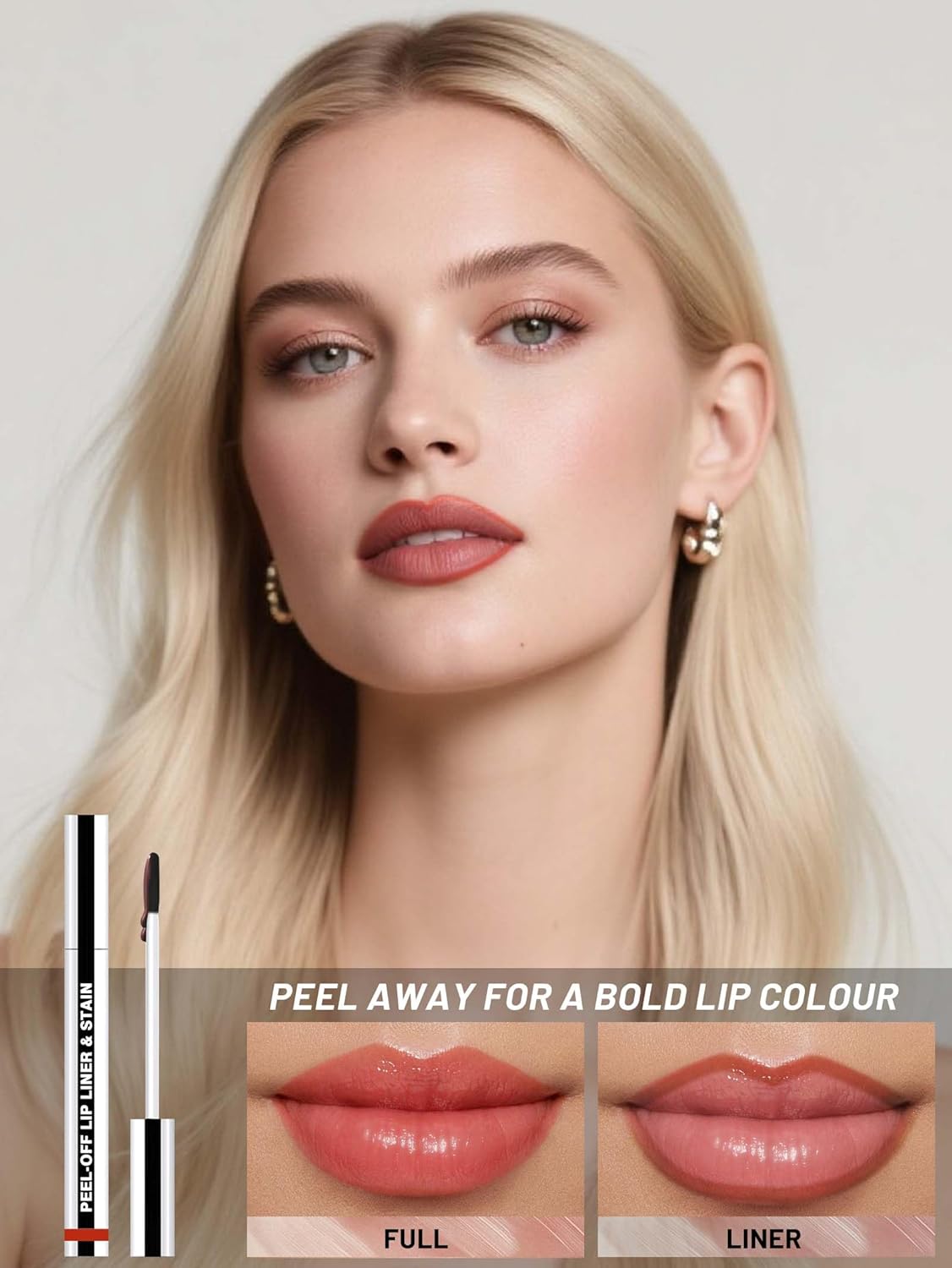 Lip Stain Peel Off Lip Liner Stain with Tweezer, Long Lasting Matte Lip Tint Tattoo, Highly Pigmented Color Lip Makeup, Waterproof Lipstick, Transfer-proof Lipstain for Women, Red