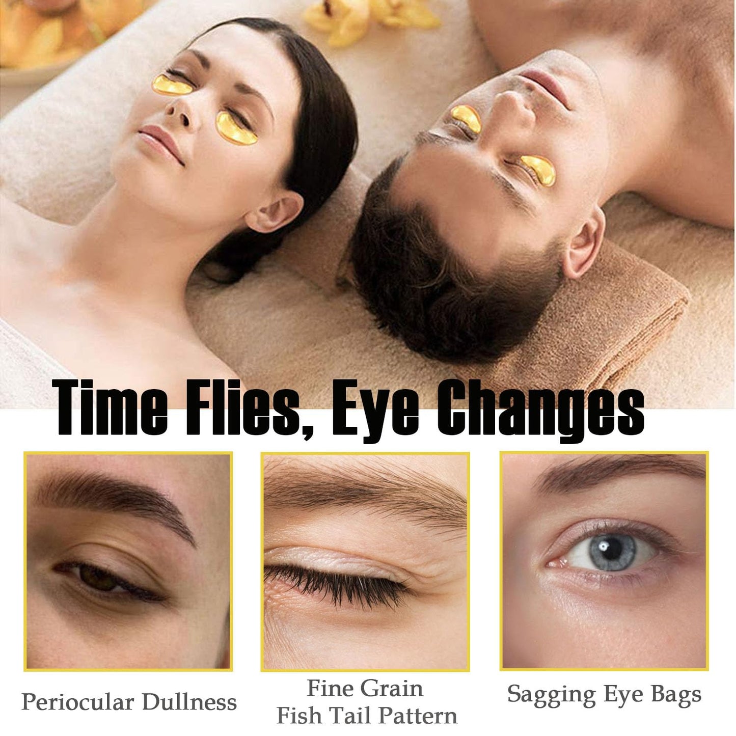 30 Pairs Lip Masks & 24K Gold Gel Eye Masks,Crystal Collagen Eye Patches for Puffy Eyes,Moisturizing& Reducing Fine Lines Dark Circleeye Patches for Women Men