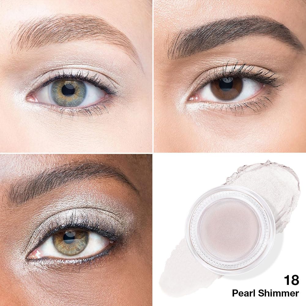 evpct Single Cream Eye Shadow Palette Pot Makeup for older Women, Pearl White Shimmer Glitter Metallic Monochrome Cream to Powder Eyeshadow Palette Eye Brightener, High Pigment Waterproof Blendable