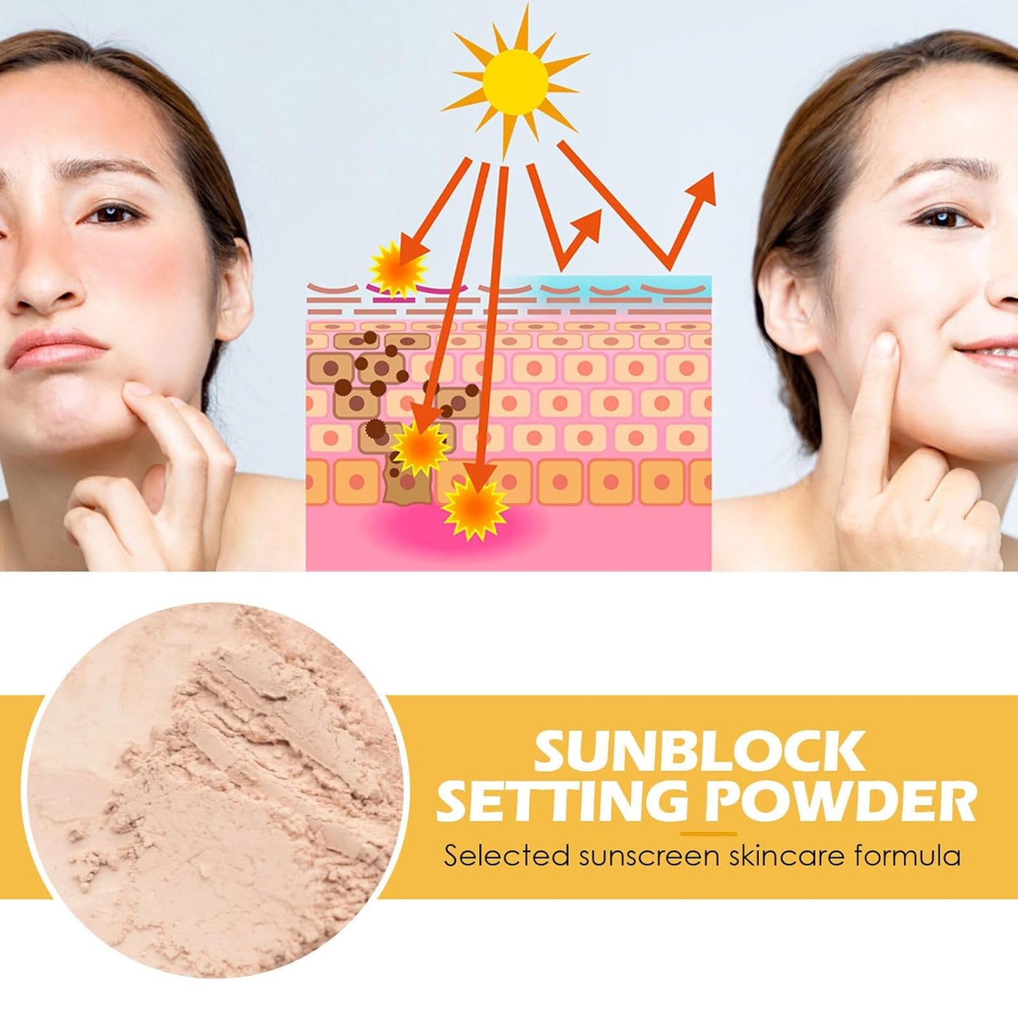Sunscreen Setting Powde Spf 50 Pa++Mineral Setting Powder Sunscreen Powder For Face Oil Control Natural Matte Finish Sunscreen Soft Brush For Face Long Lasting Breathable Lightweight Concealer