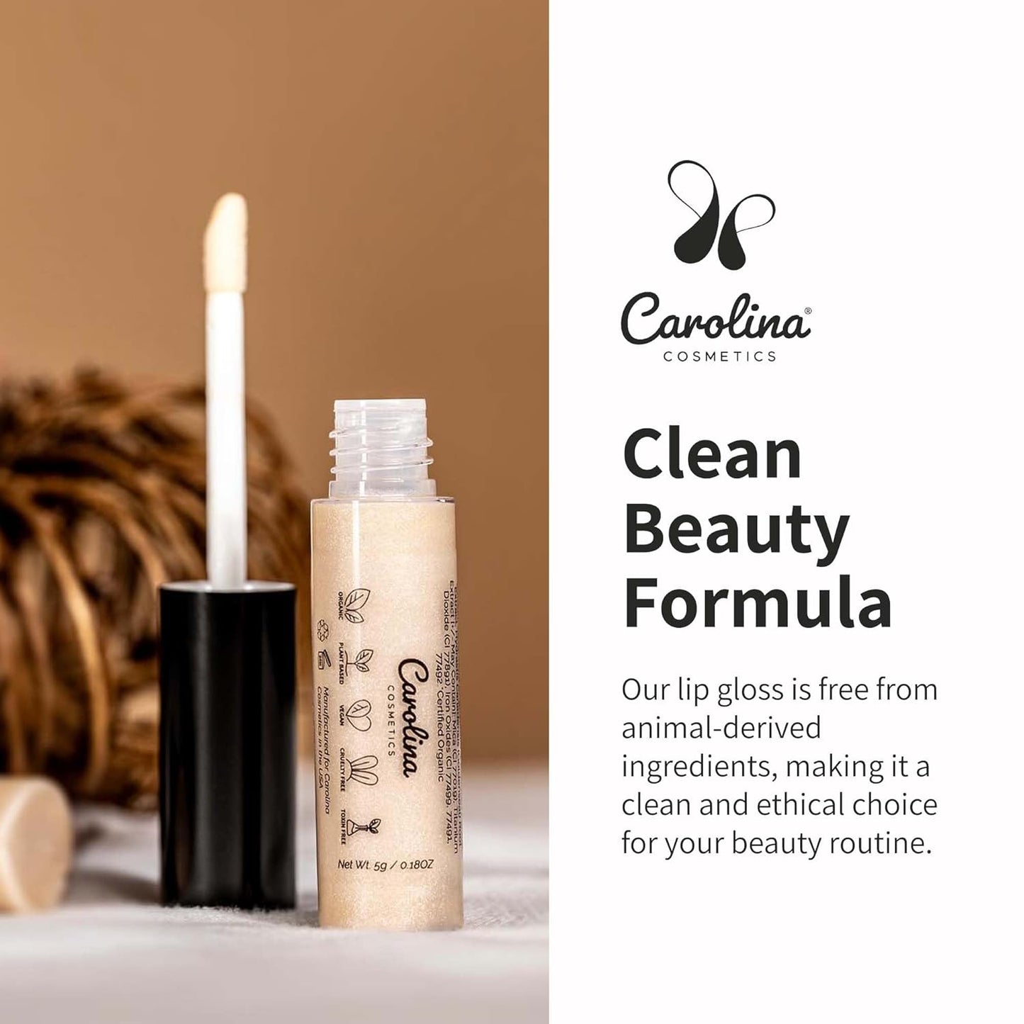 Plant-Based Non-Sticky Lip Gloss (Wifey) - Hydrating & Nourishing - Sunflower Seed Oil, Cacao & Grape Seed Oil - Gluten-Free, Vegan, Non-GMO, Paraben-Free - 5g/0.18oz