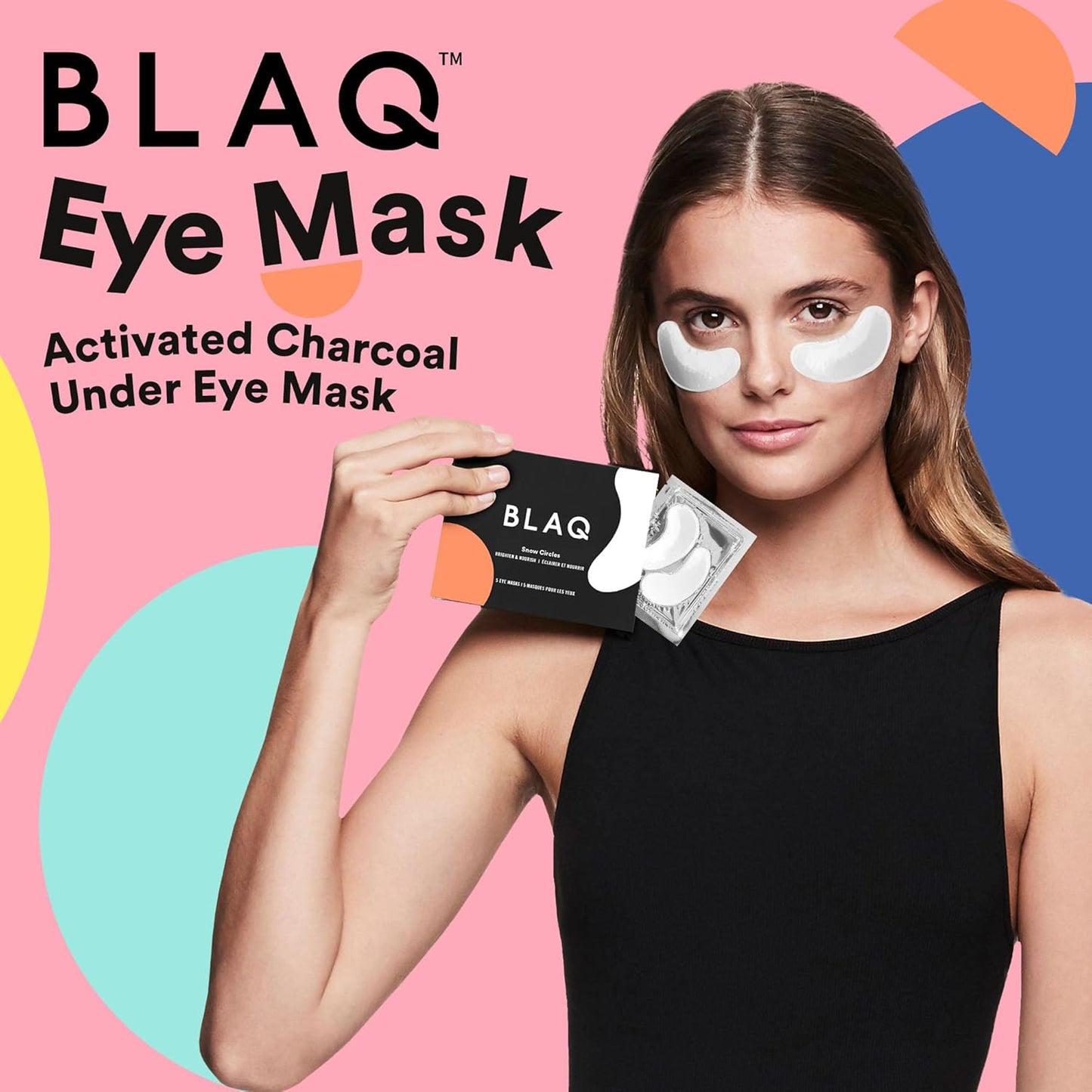 BLAQ Eye Mask, Eye Masks for Dark Circles and Puffiness, Under Eye Mask with Snow Mushroom, Green Tea Extract, Brown and Red Algae, Vegan and Cruelty-Free Under Eye Masks, Snow Circles, 5-Pack