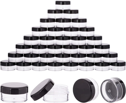40Pcs 10 Gram Plastic Cosmetic Containers with Lids for Lotion, Creams, Toners, Lip Balms, Makeup Samples Jars BPA free (10g-40pcs, black)